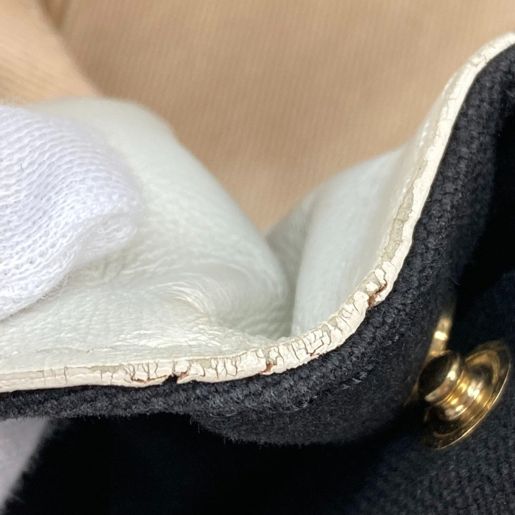 Chanel Black White Canvas Leather Shoulder Bag Tote Bag