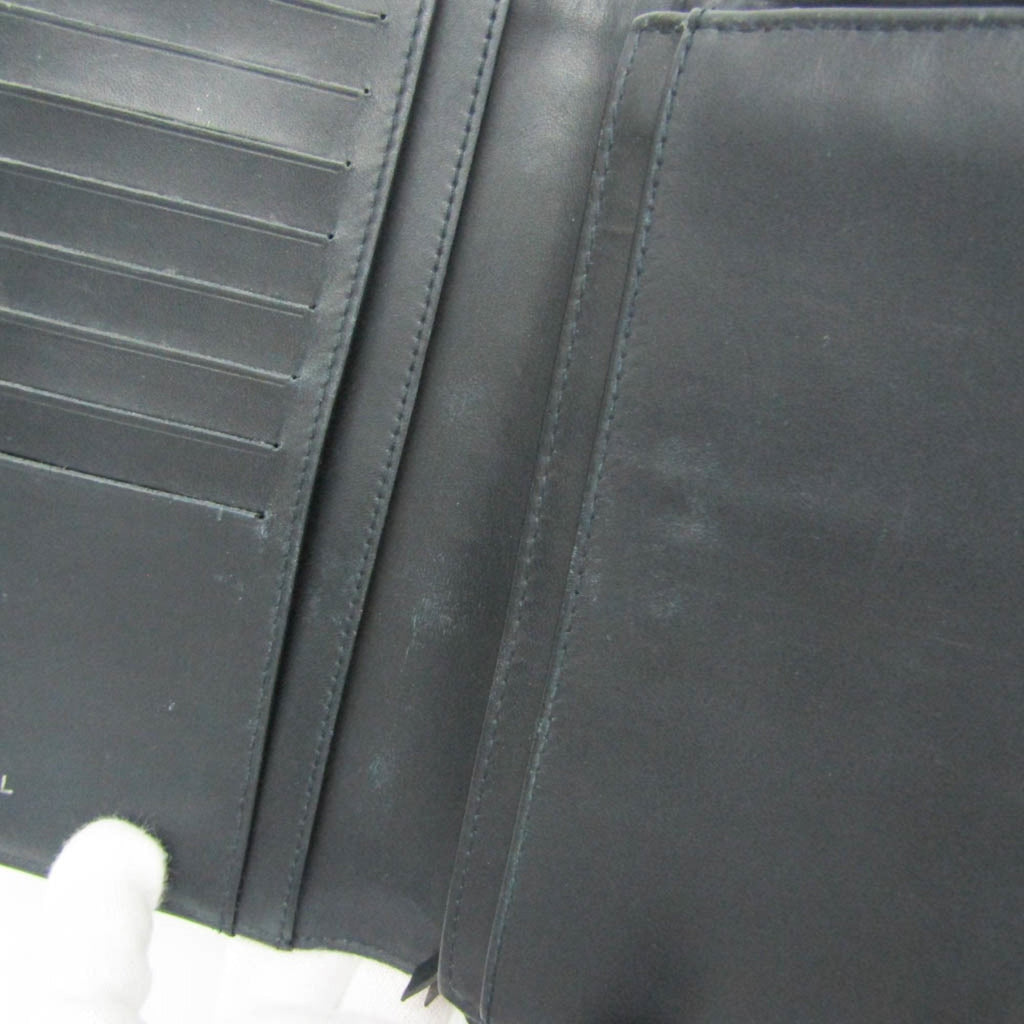 Chanel Boy Chanel Dark Navy Leather Long Wallet (Bi-Fold)