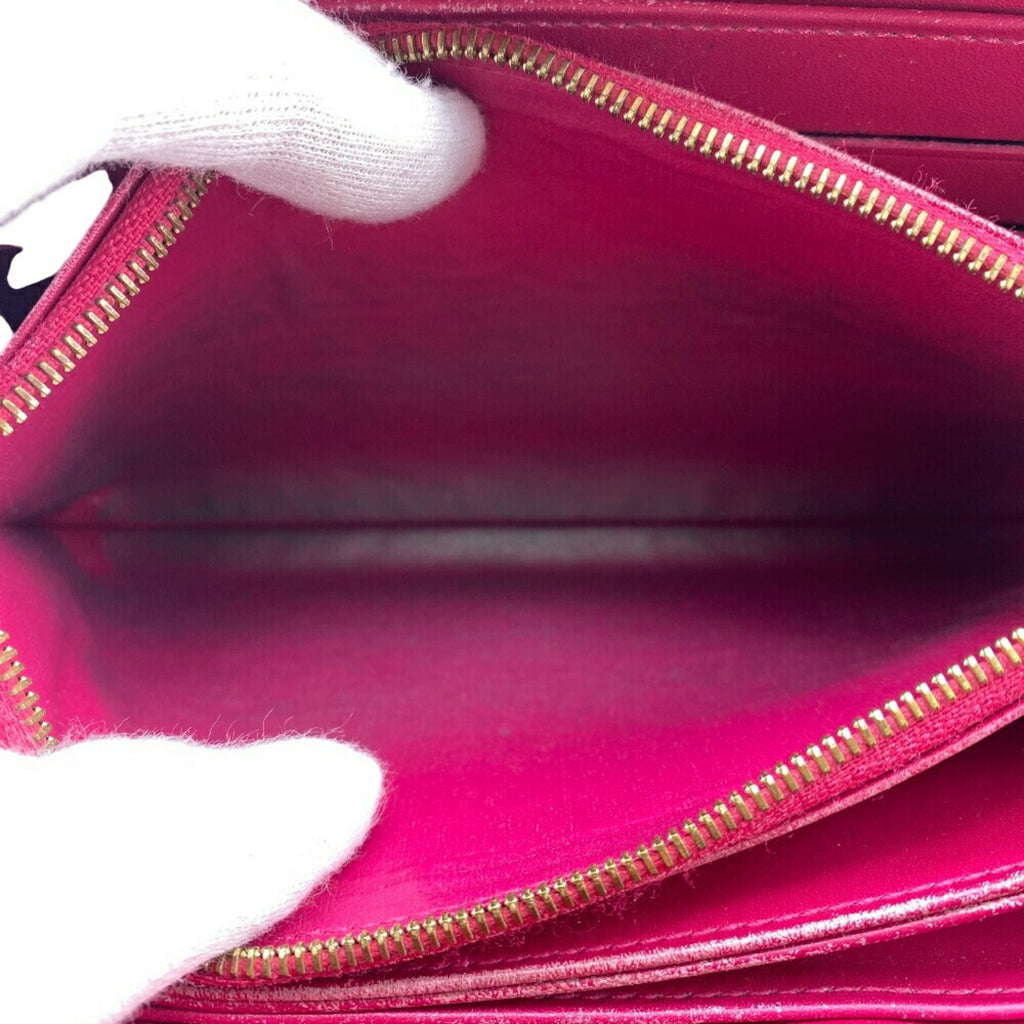 Louis Vuitton Pink Red Color Vernis Leather Long Wallet