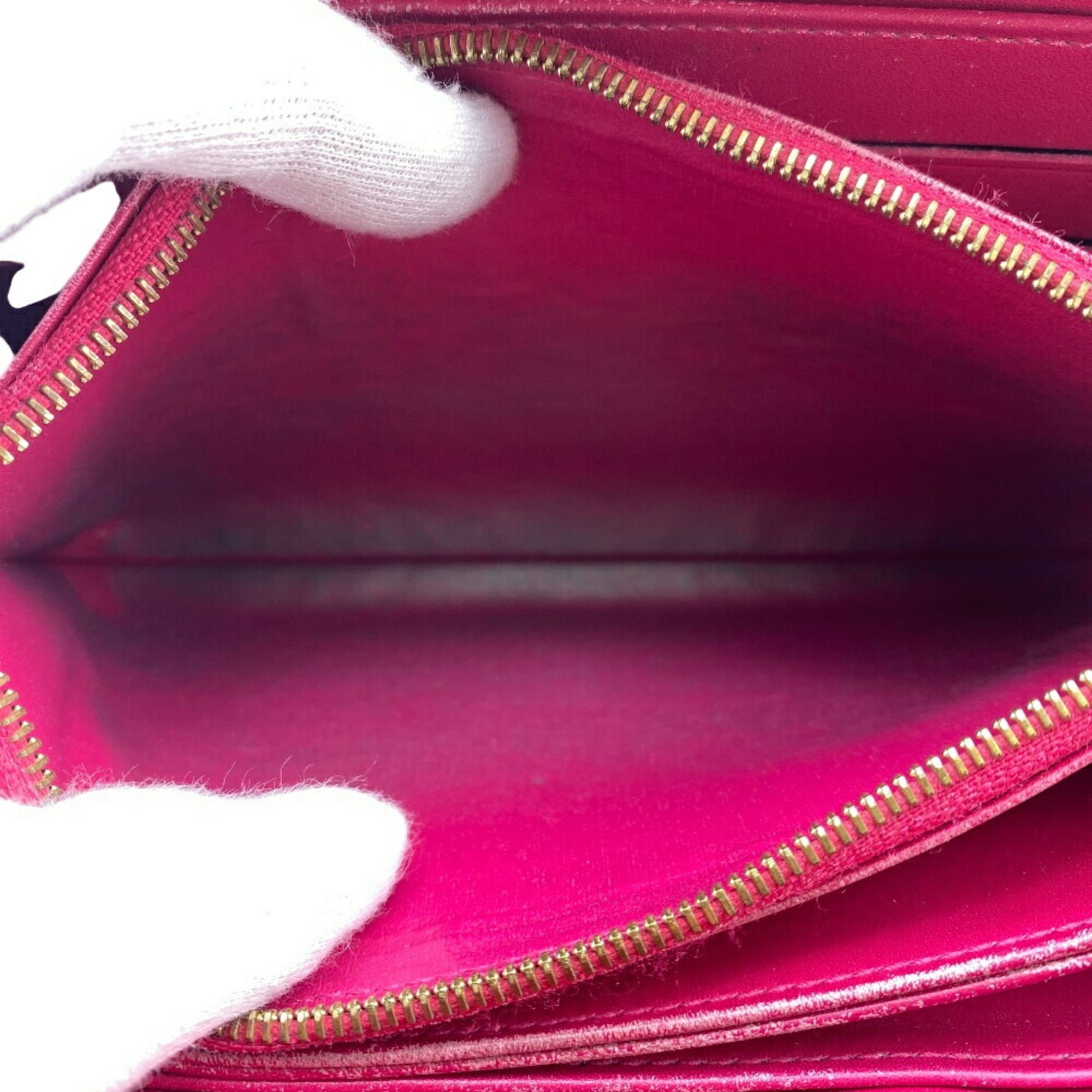 Louis Vuitton Pink Red Color Vernis Leather Long Wallet