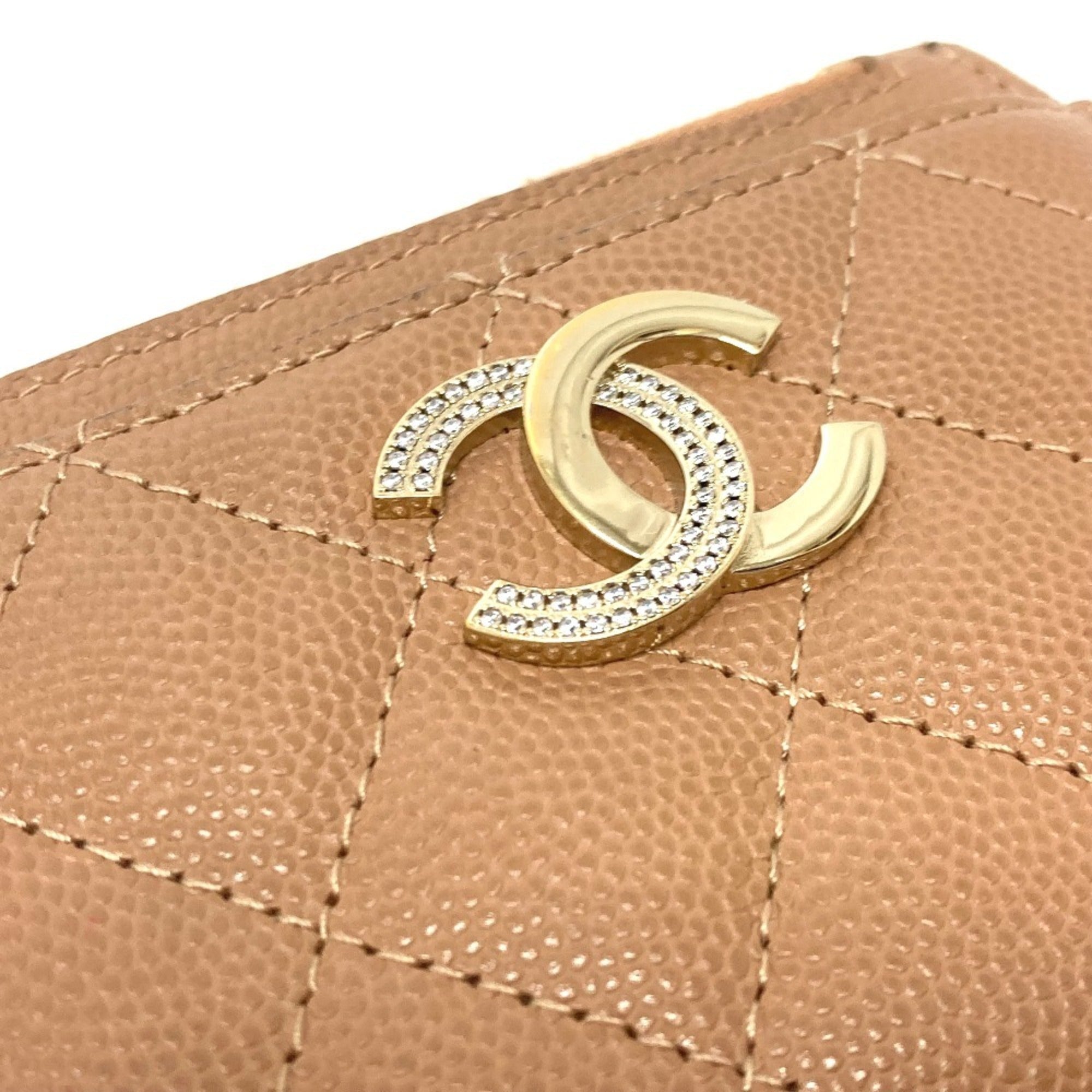Chanel Beige Grained Calfskin Wallet (Bi-Fold)