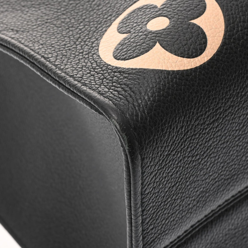 Louis Vuitton Beige Black Leather Handbag