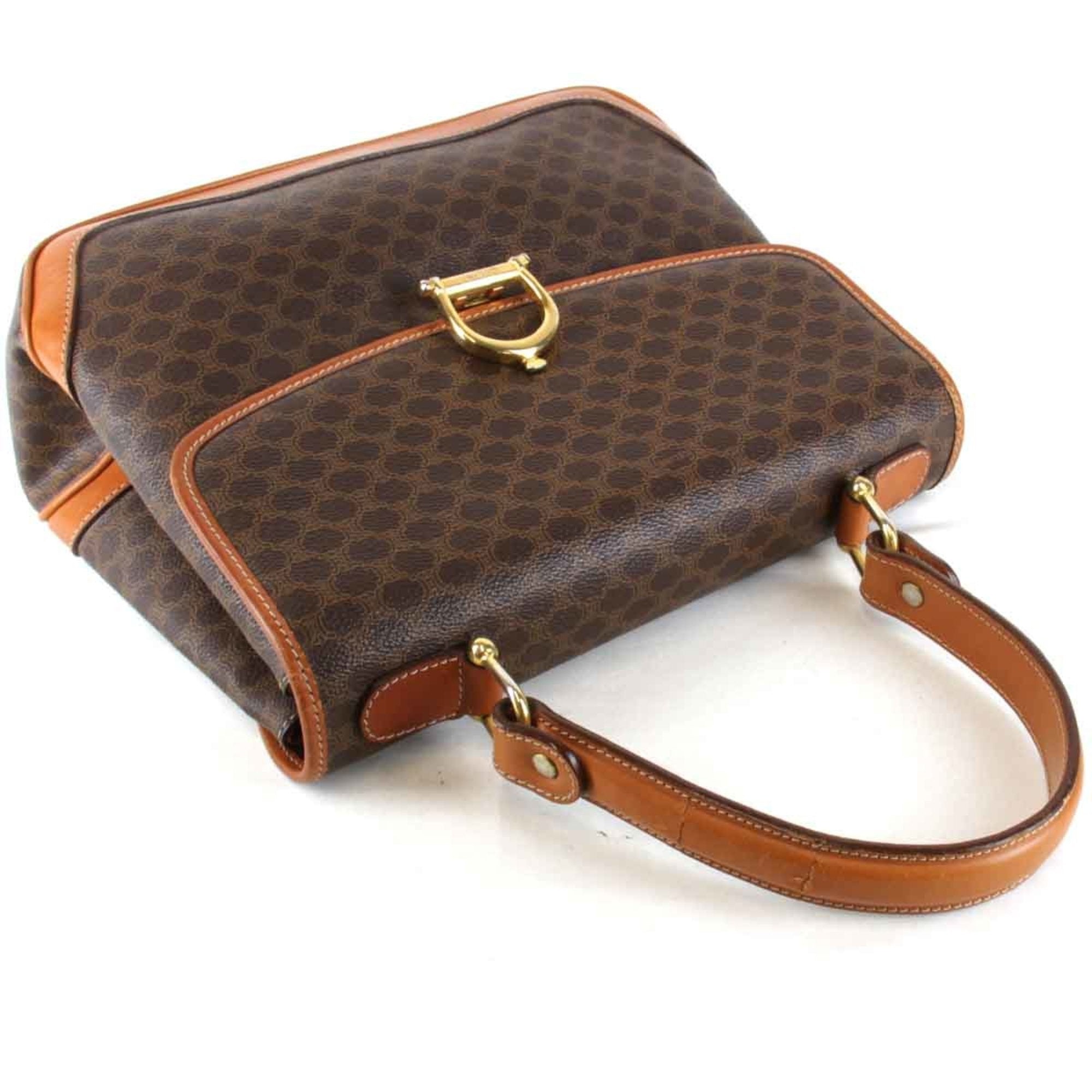 Celine Brown Leather Pvc Handbag