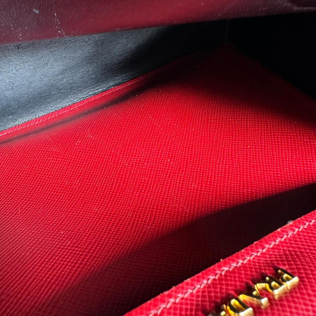 Prada Red Color Leather Handbag Shoulder Bag