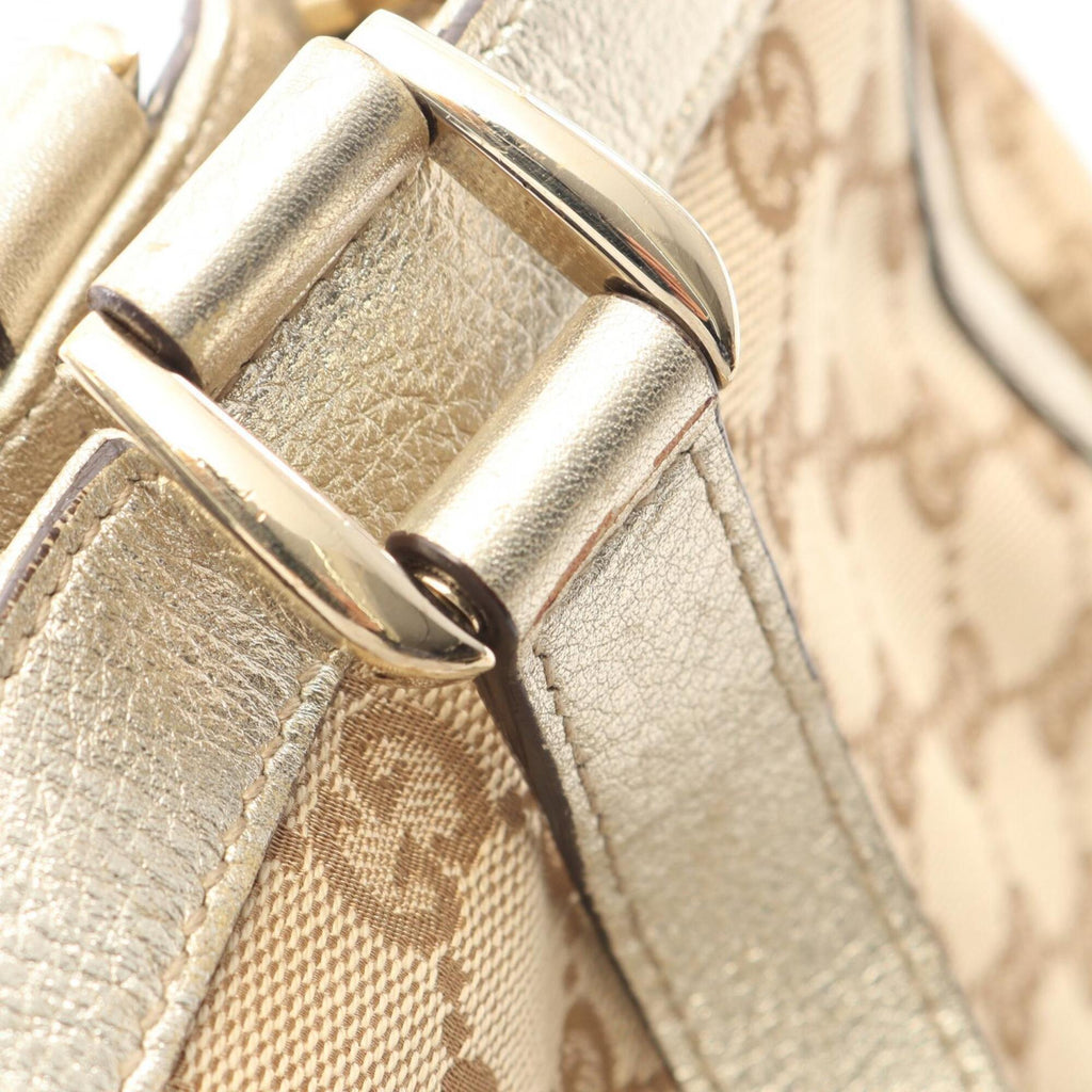 Gucci Beige Canvas Leather Handbag Tote Bag (Pre-Owned)