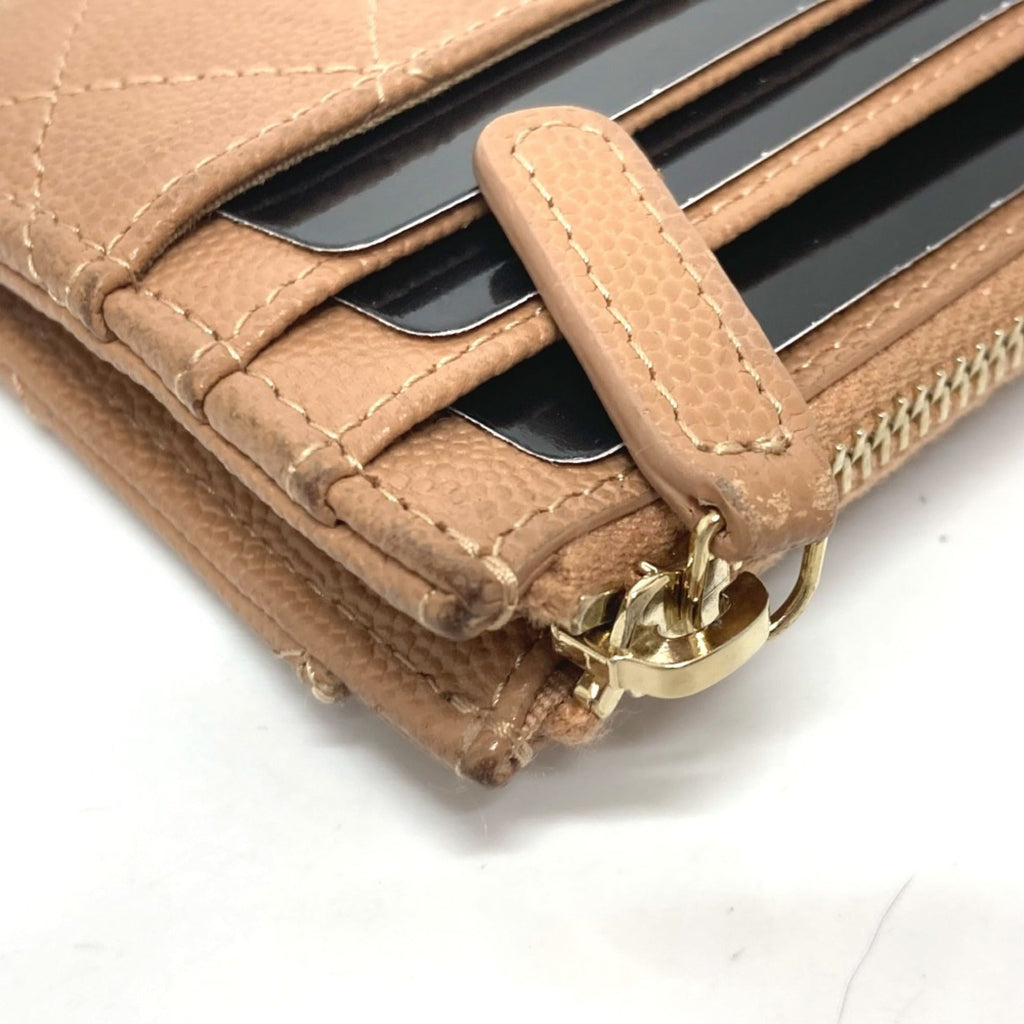 Chanel Beige Grained Calfskin Wallet (Bi-Fold)