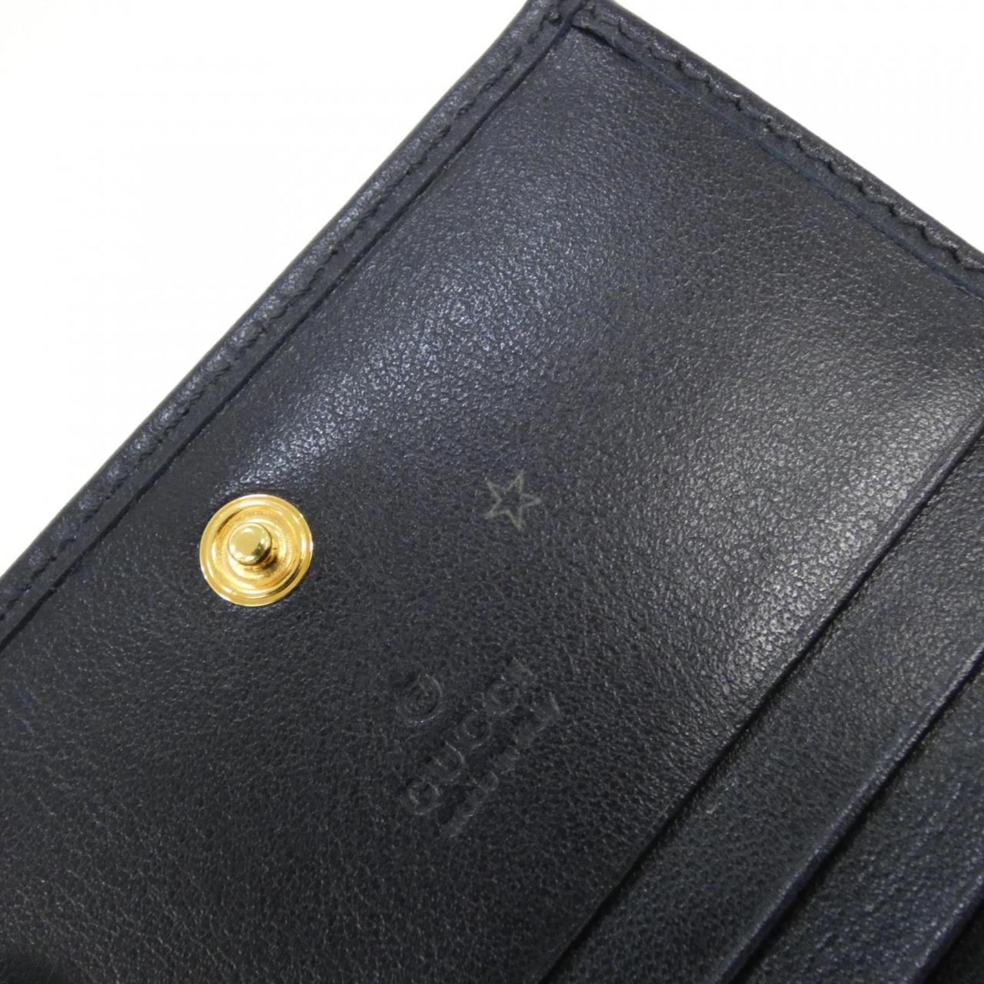 Gucci Beige Navy Canvas Leather Wallet (Bi-Fold) (Pre-Owned)