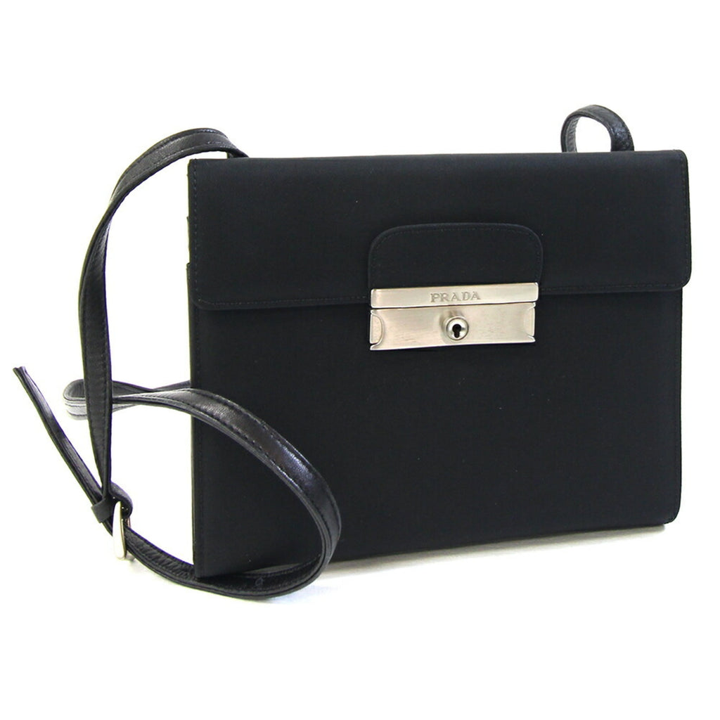 Prada Black Nylon Leather Pochette Shoulder Bag