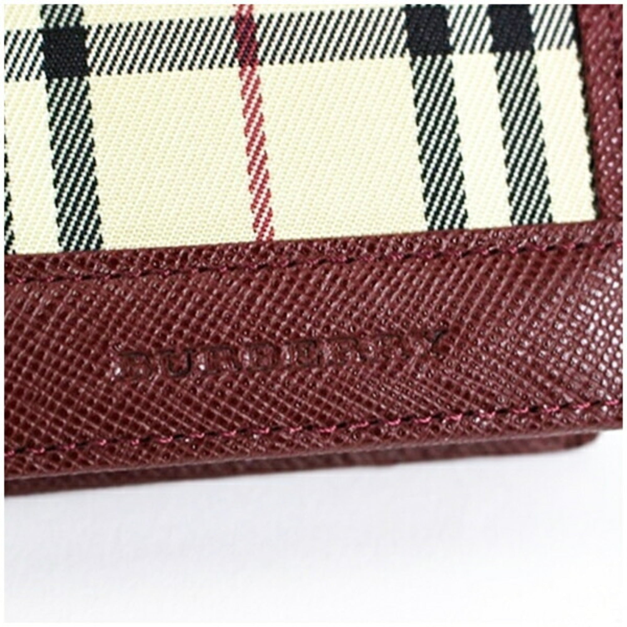 Burberry Beige Black Wine Canvas Leather Coin Purse/Coin Case