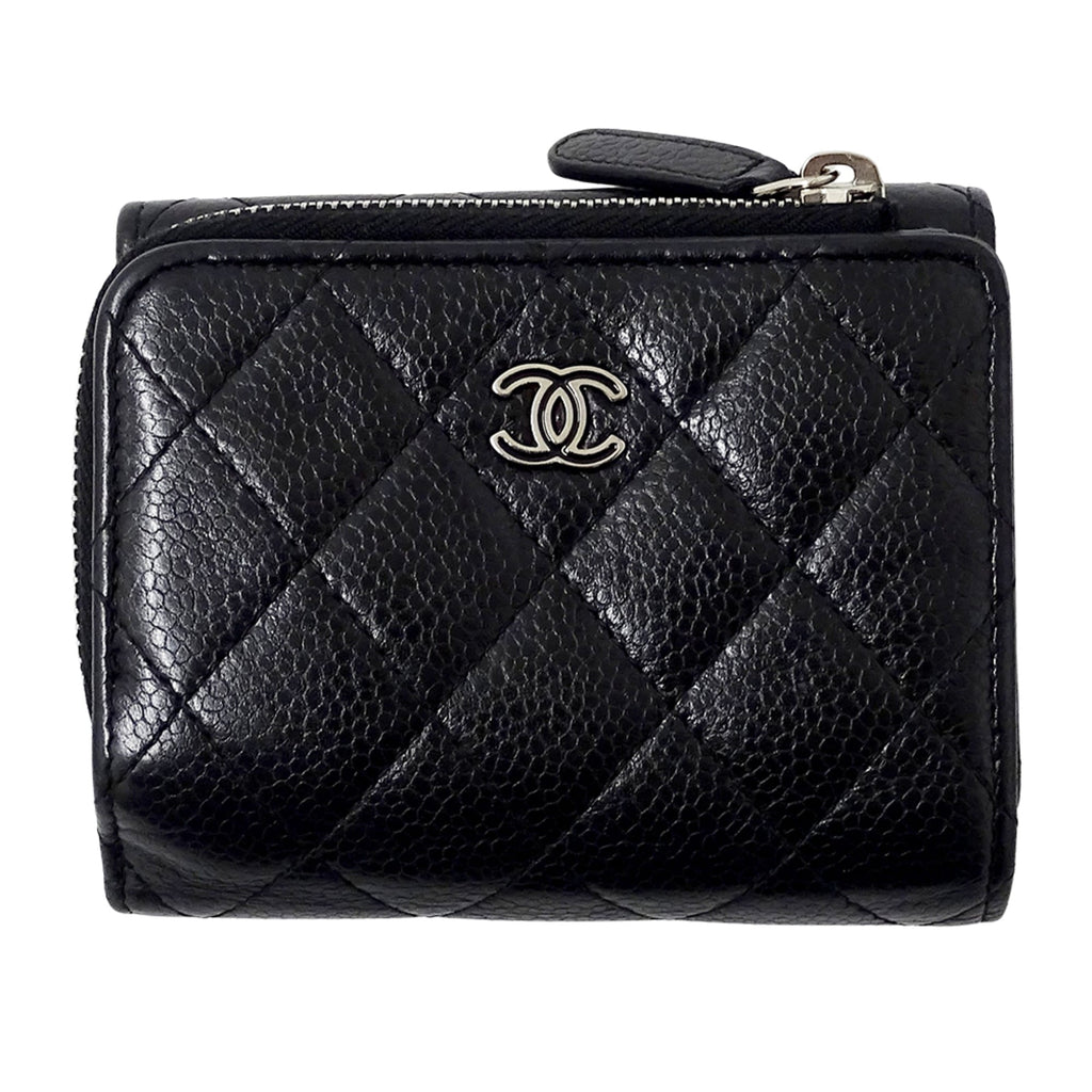 Chanel Black Grained Calfskin Wallet (Tri-Fold)