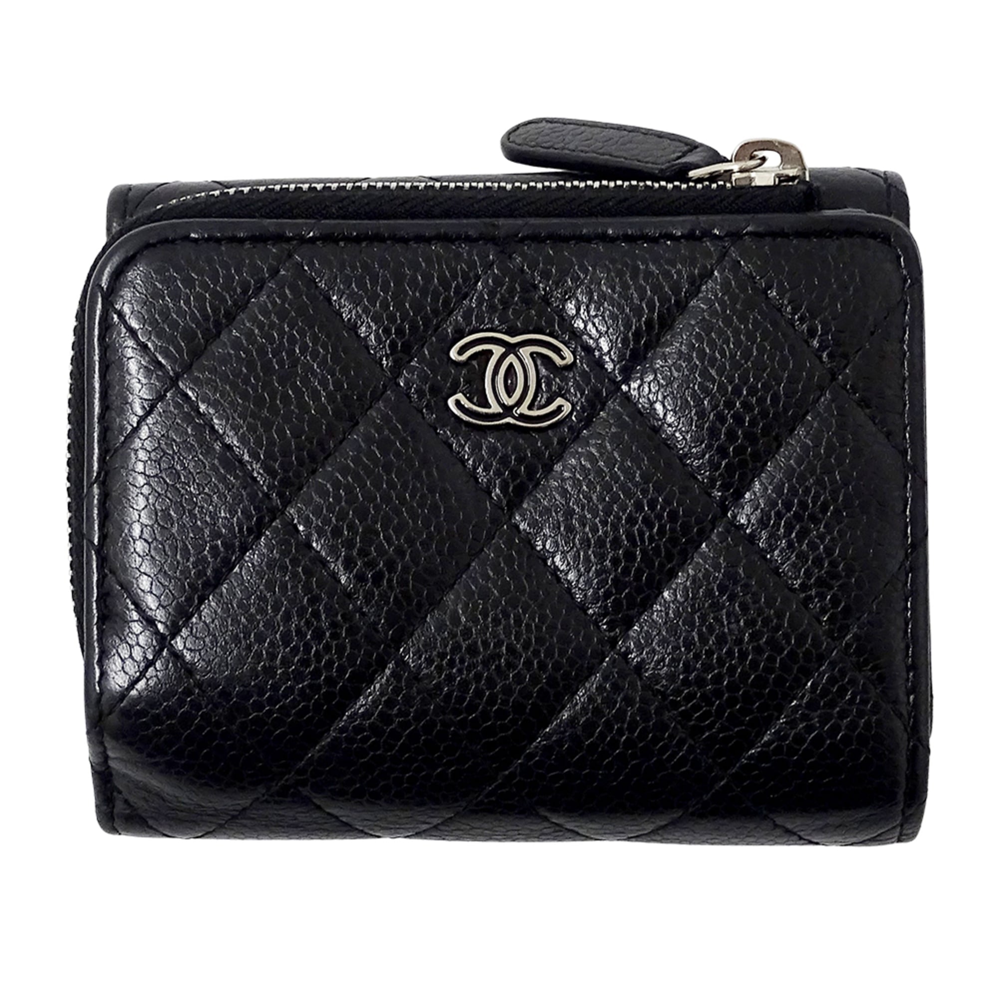 Chanel Black Grained Calfskin Wallet (Tri-Fold)