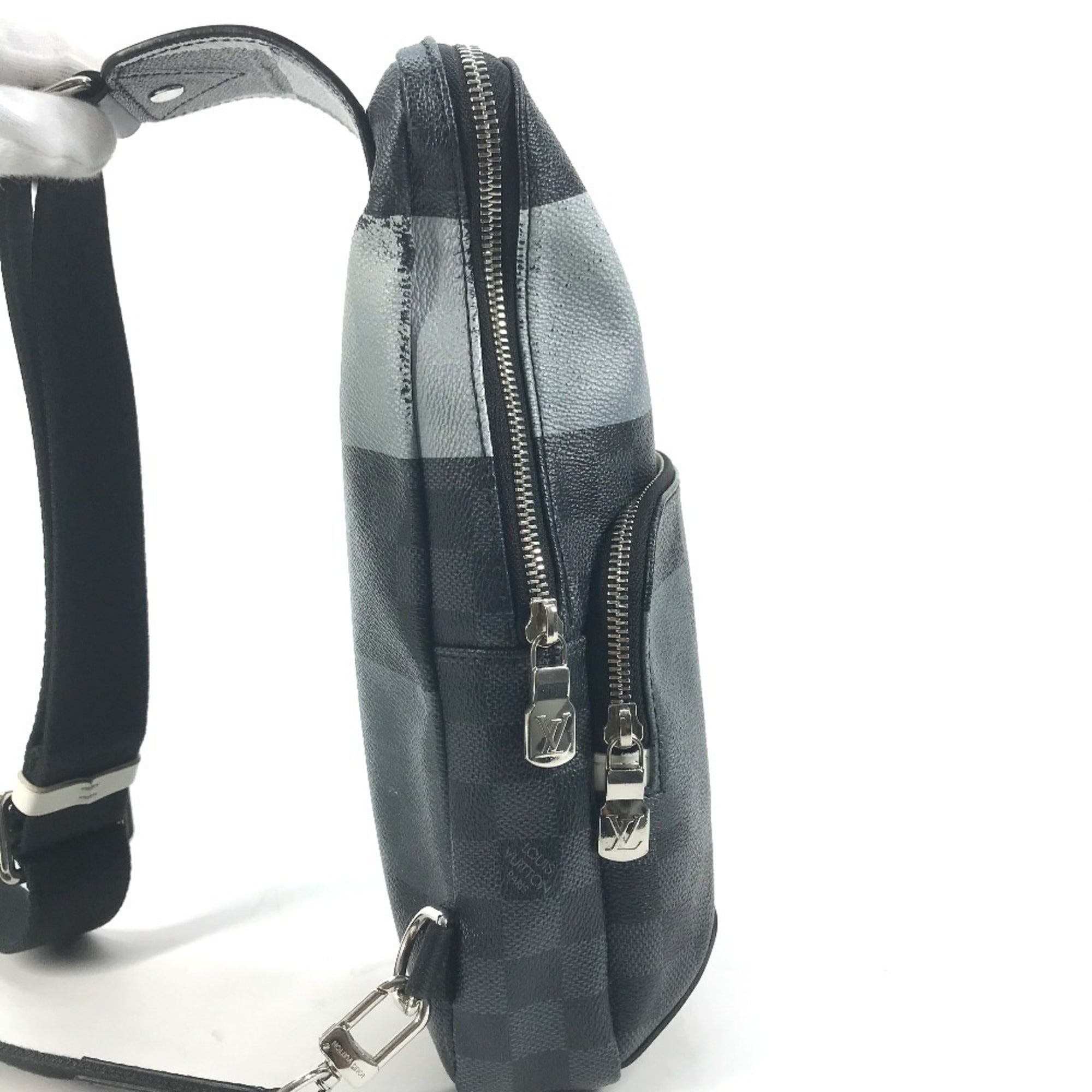 Louis Vuitton Black Galle Gray Canvas Shoulder Bag Sling Bag