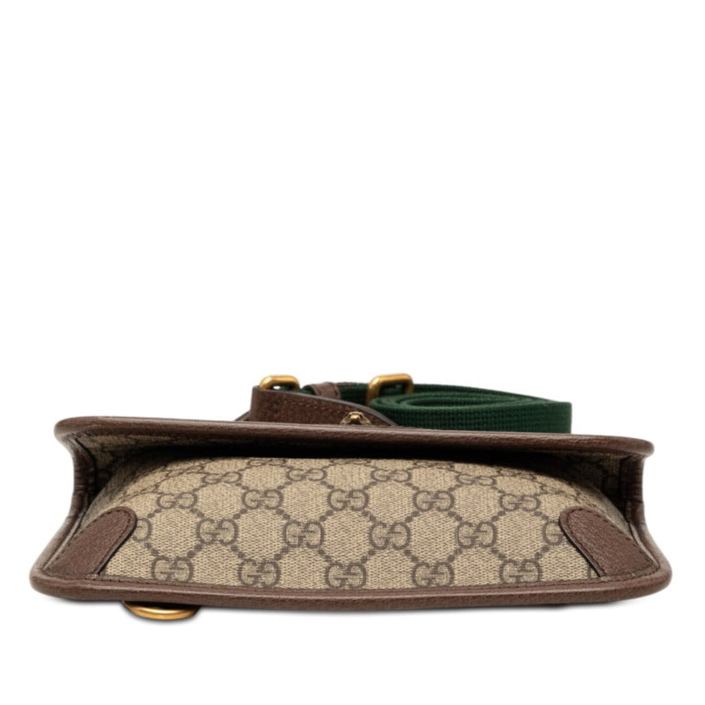 Gucci Sherry Line Beige Brown Pvc Leather Shoulder Bag (Pre-Owned)