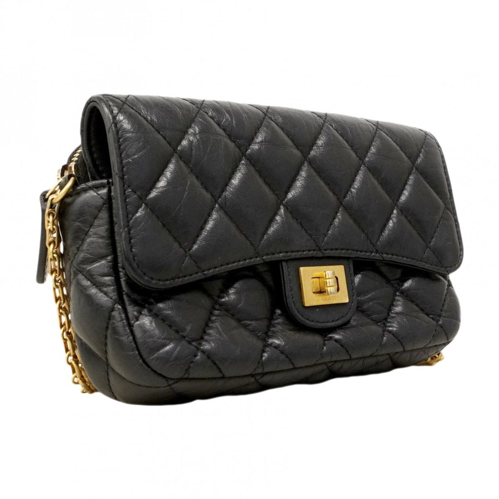 Chanel Black Leather Chain/Shoulder Wallet