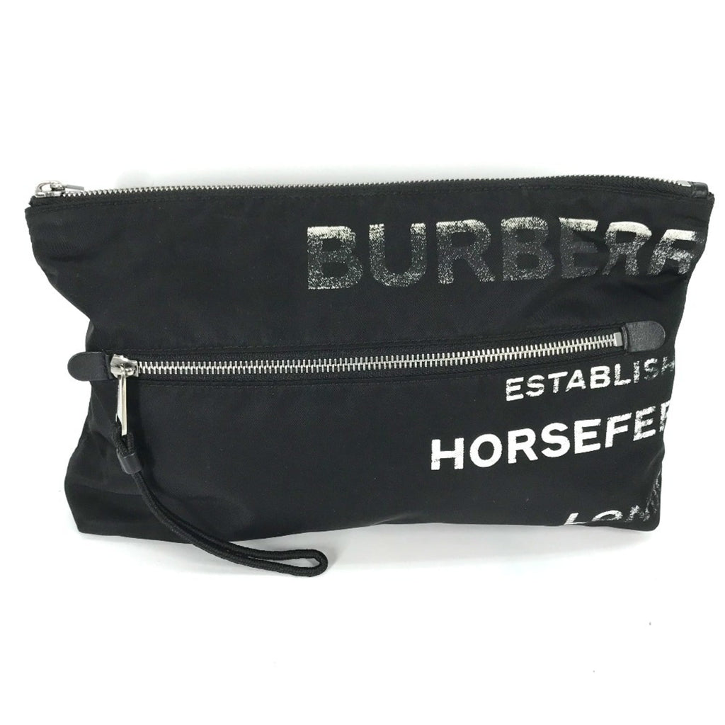 Burberry Black White Nylon Clutch Bag Pouch