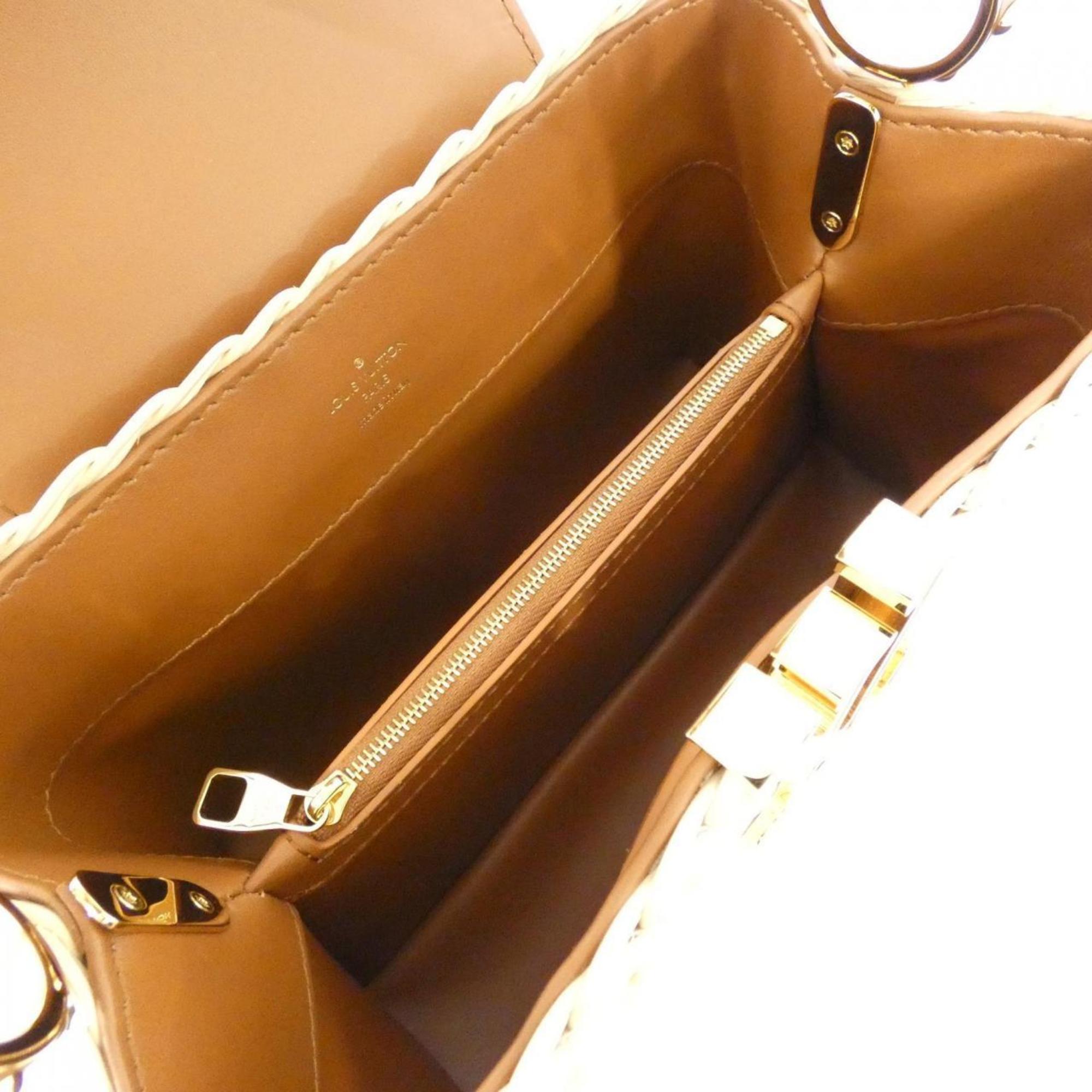 Louis Vuitton Brown Natural Rattan Leather Handbag