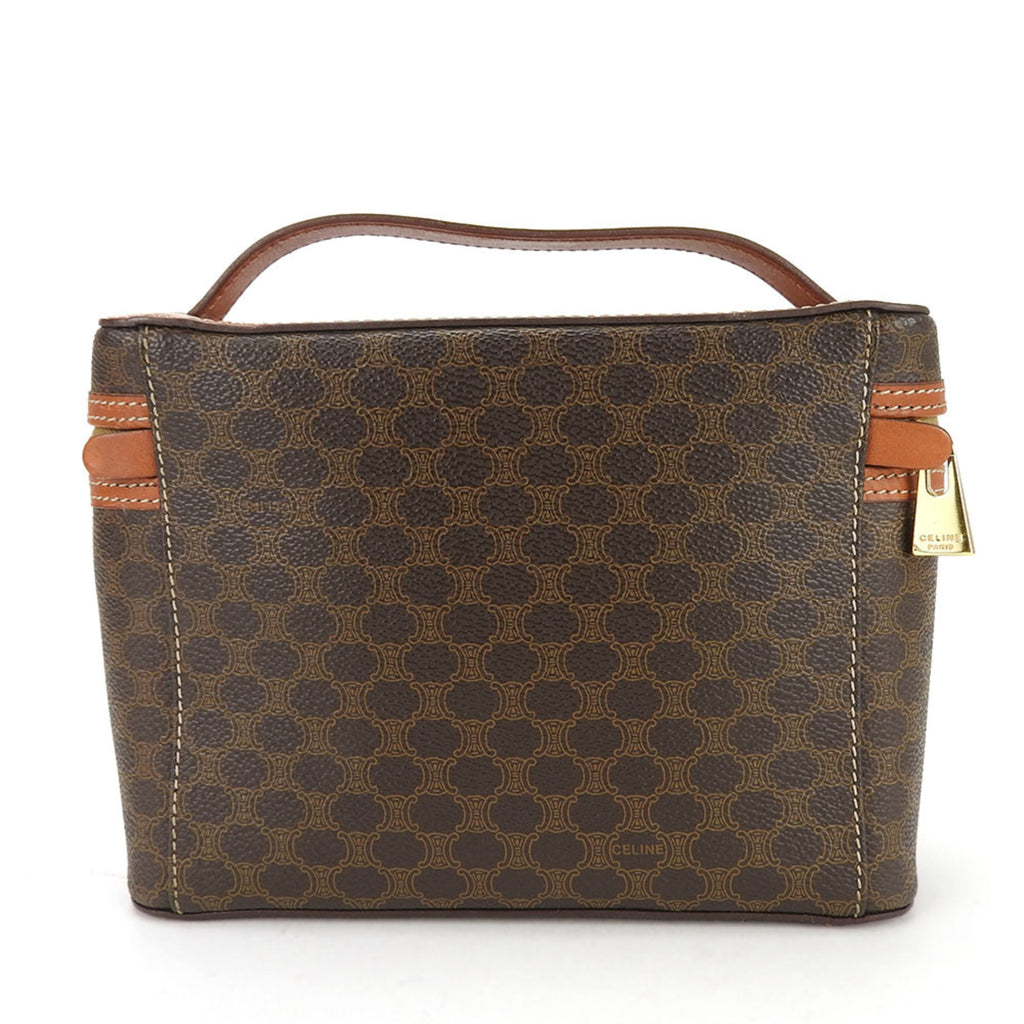 Celine Macadam Brown Pvc Leather Handbag Vanity Bag