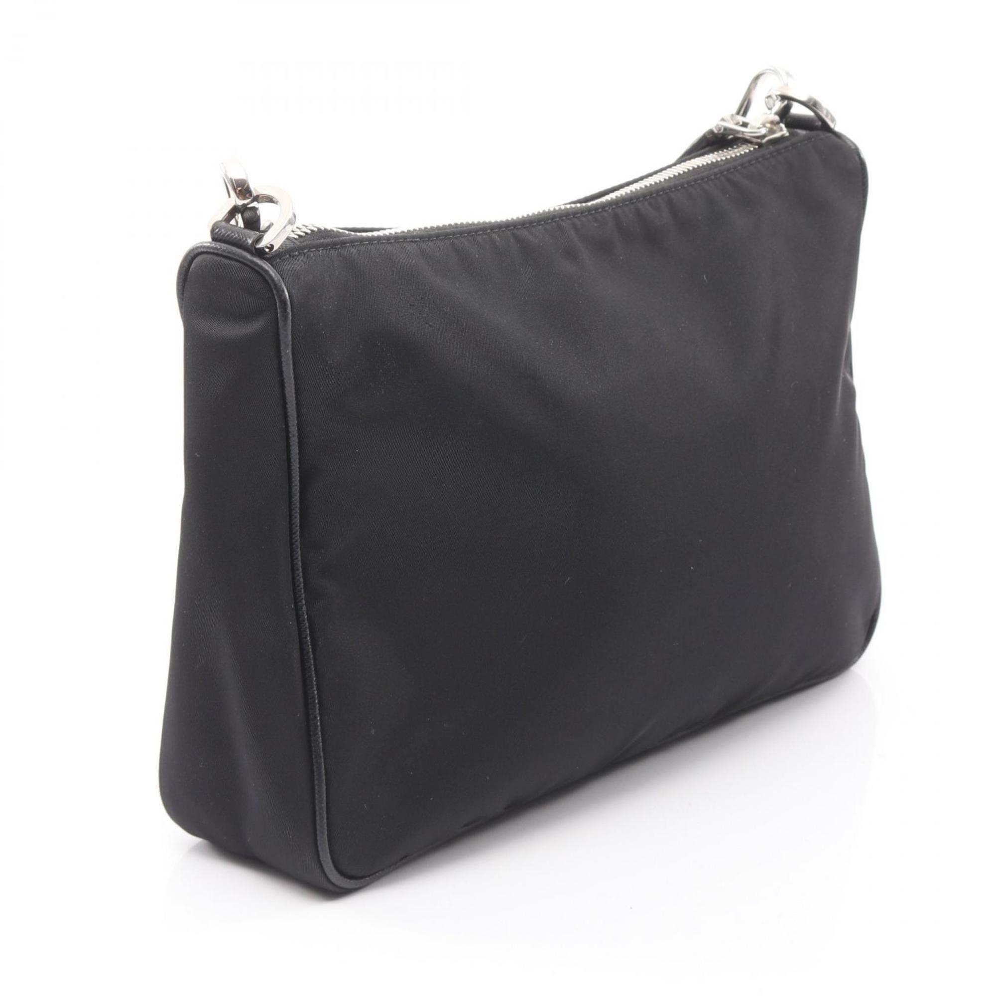 Prada Black Nylon Saffiano Triangle Shoulder Bag