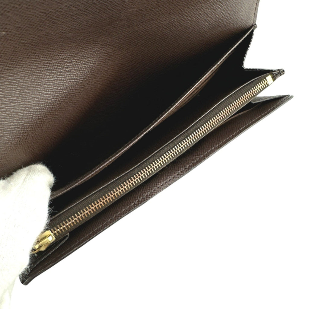 Louis Vuitton Brown Damier Canvas Long Wallet (Tri-Fold)
