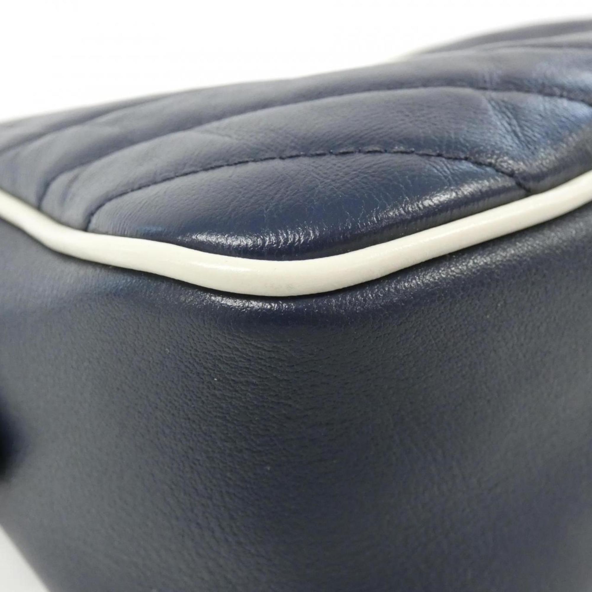 Gucci Gg Marmont Blue White Leather Shoulder Bag (Pre-Owned)