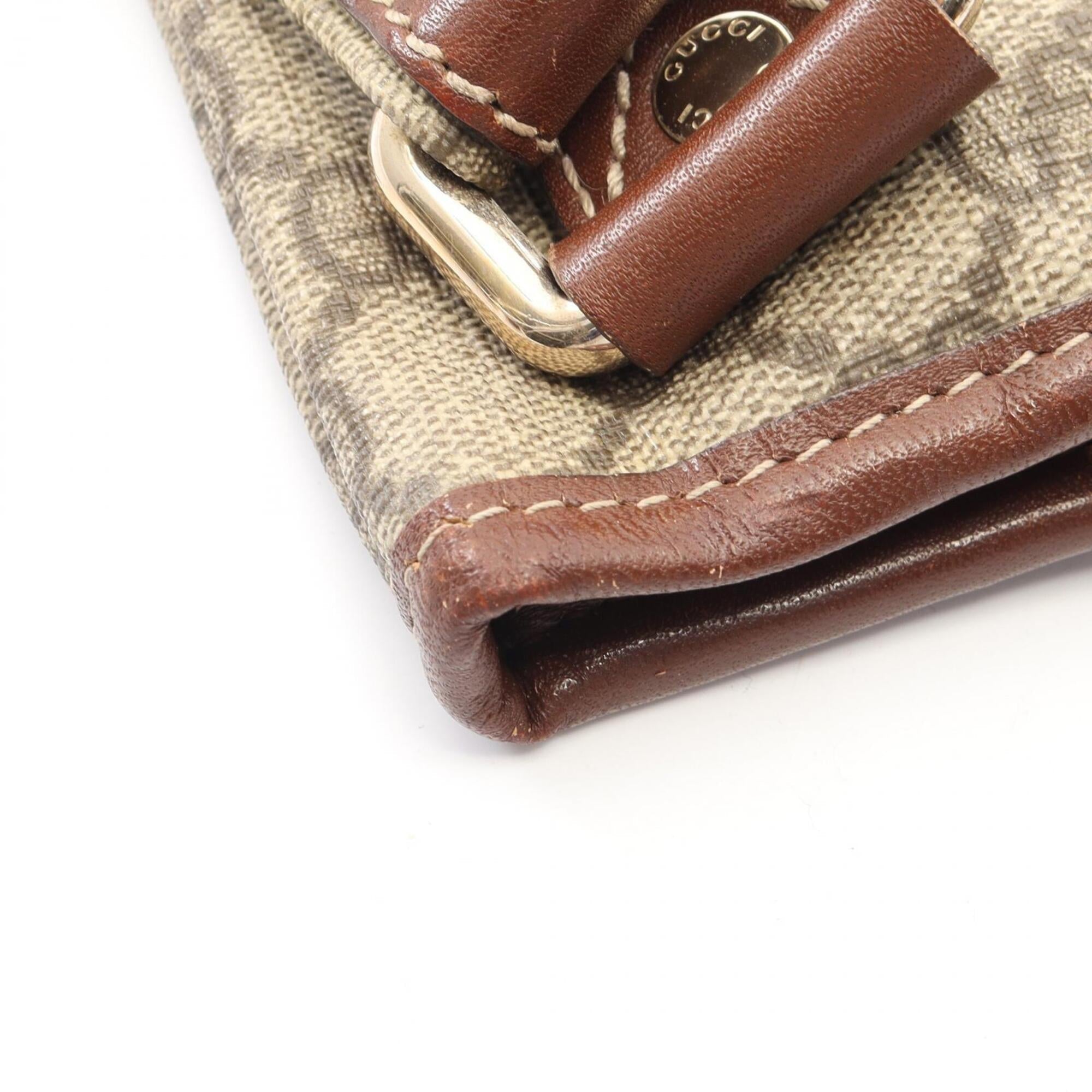 Gucci Beige Brown Pvc Coated Canvas Leather Handbag Shoulder Bag (Pre-Owned)