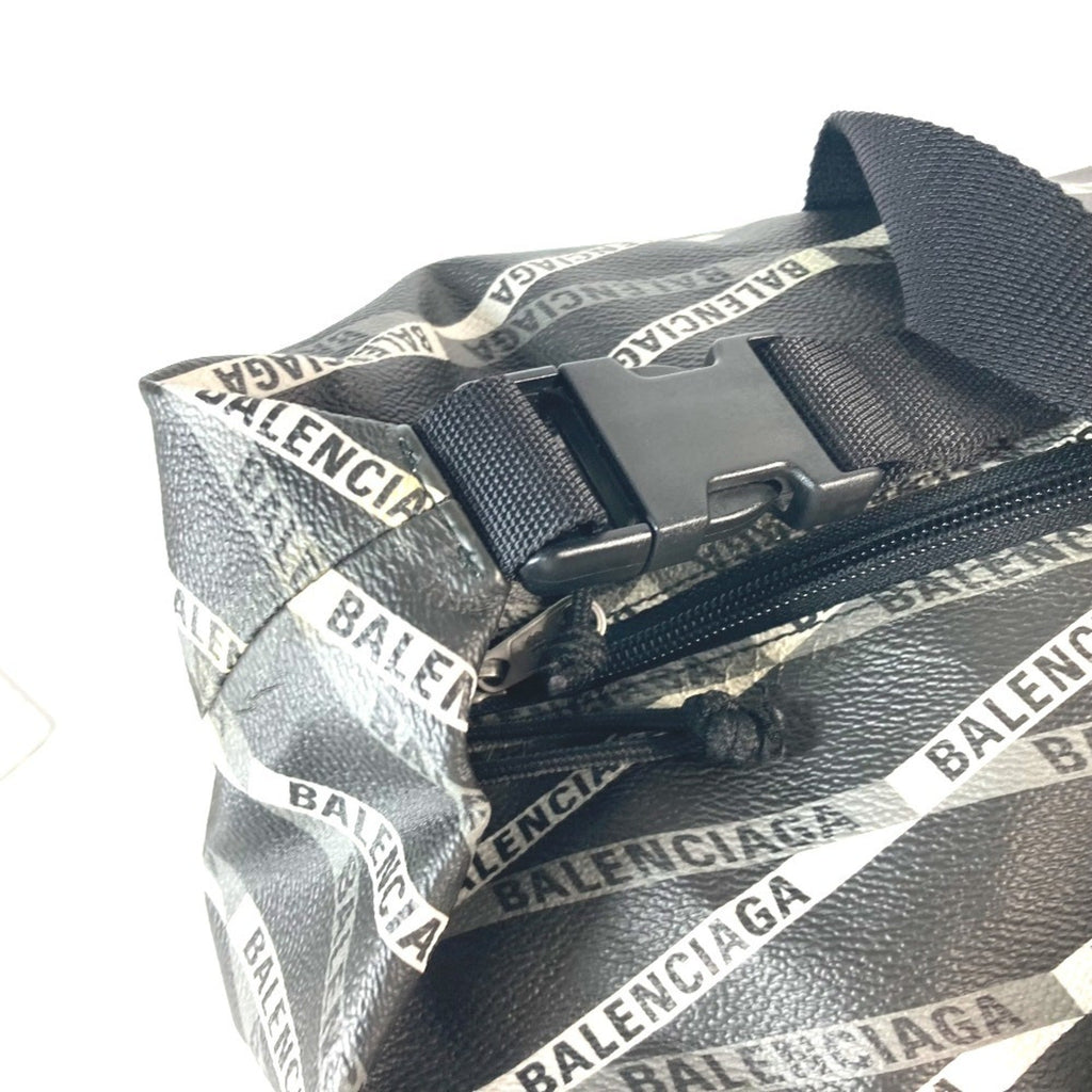 Balenciaga Black Gray Leather Pvc Boston Bag Shoulder