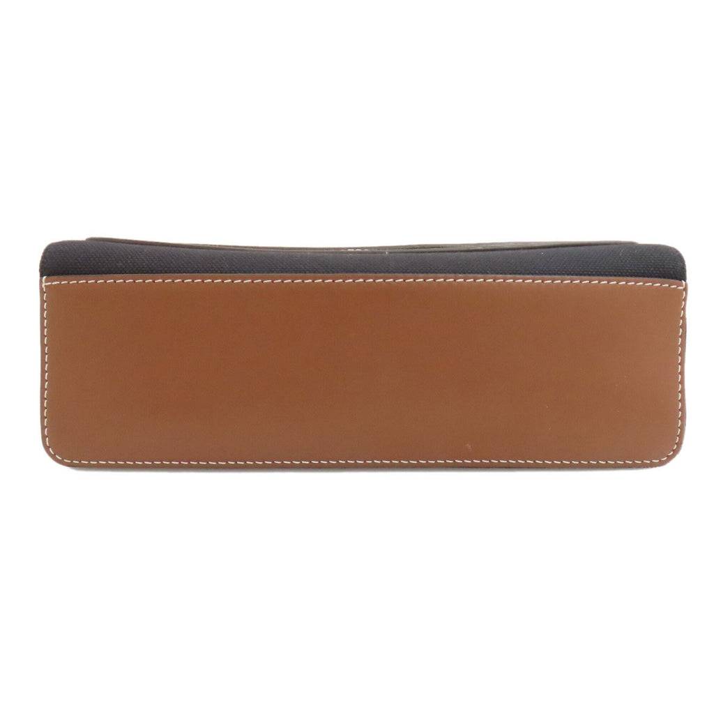 Burberry Black Brown Canvas Leather Shoulder Bag