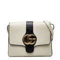 Gucci Black White Leather Shoulder Bag (Pre-Owned)