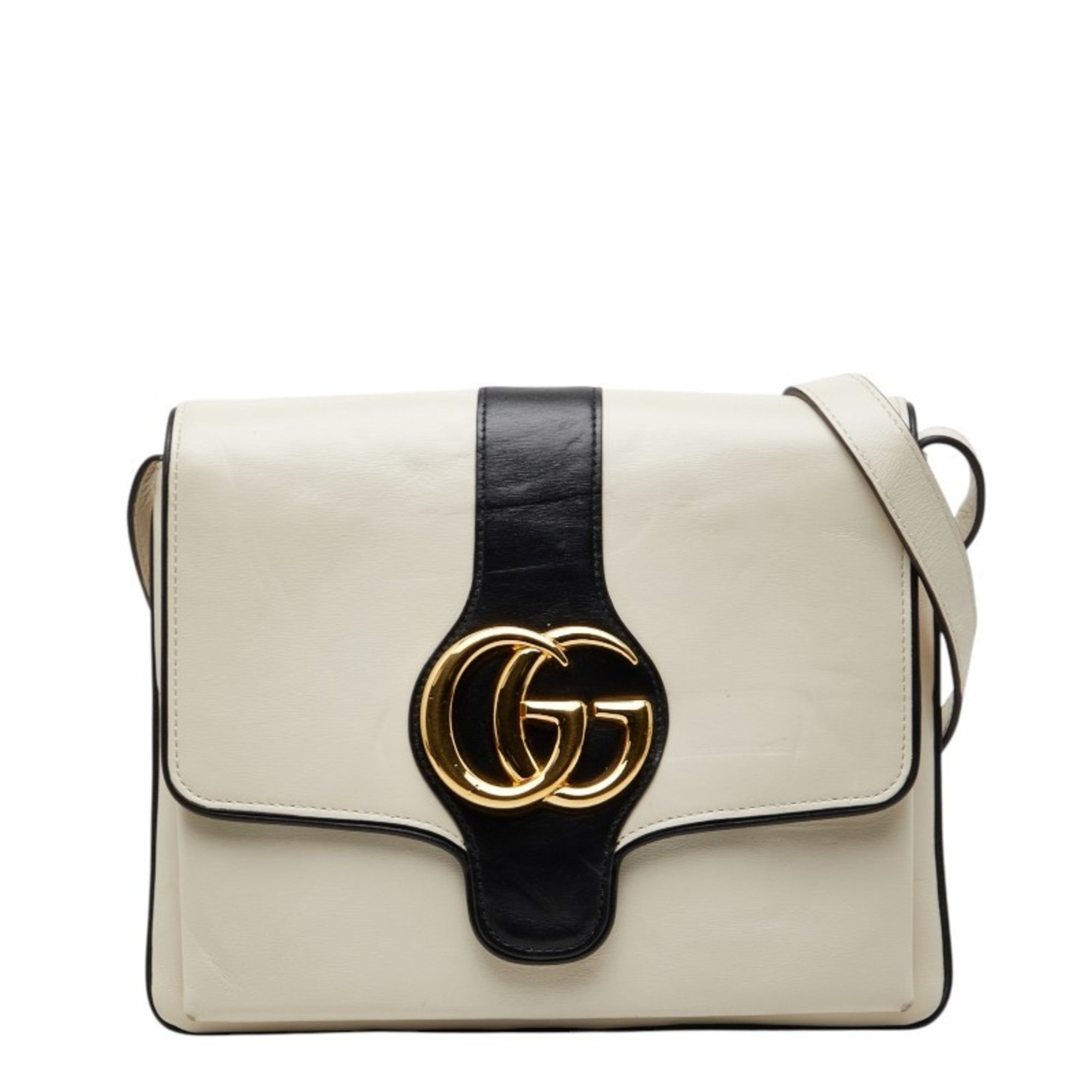 Gucci Black White Leather Shoulder Bag (Pre-Owned)