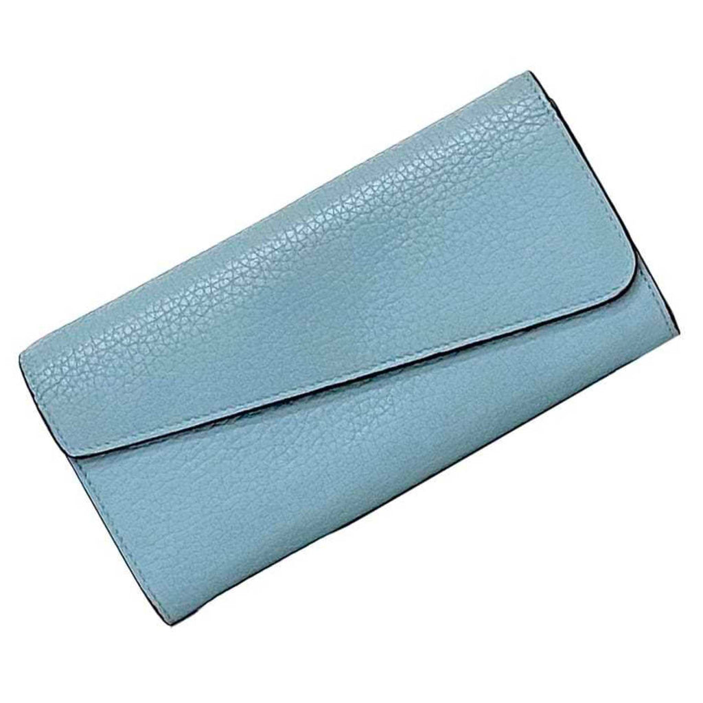 Christian Dior Light Blue Leather Long Wallet (Bi-Fold) (Pre-Owned)