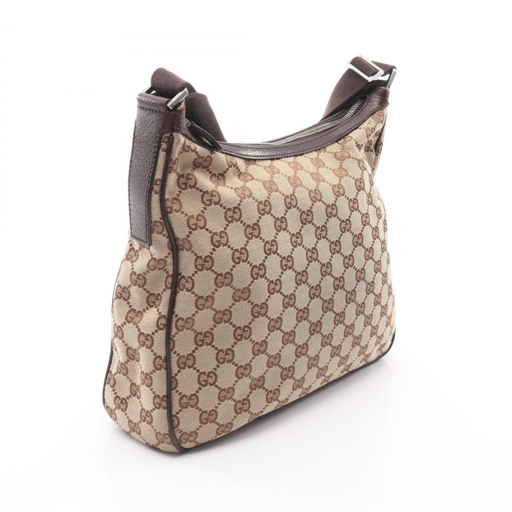 Gucci Beige Brown Canvas Leather Handbag Shoulder Bag (Pre-Owned)