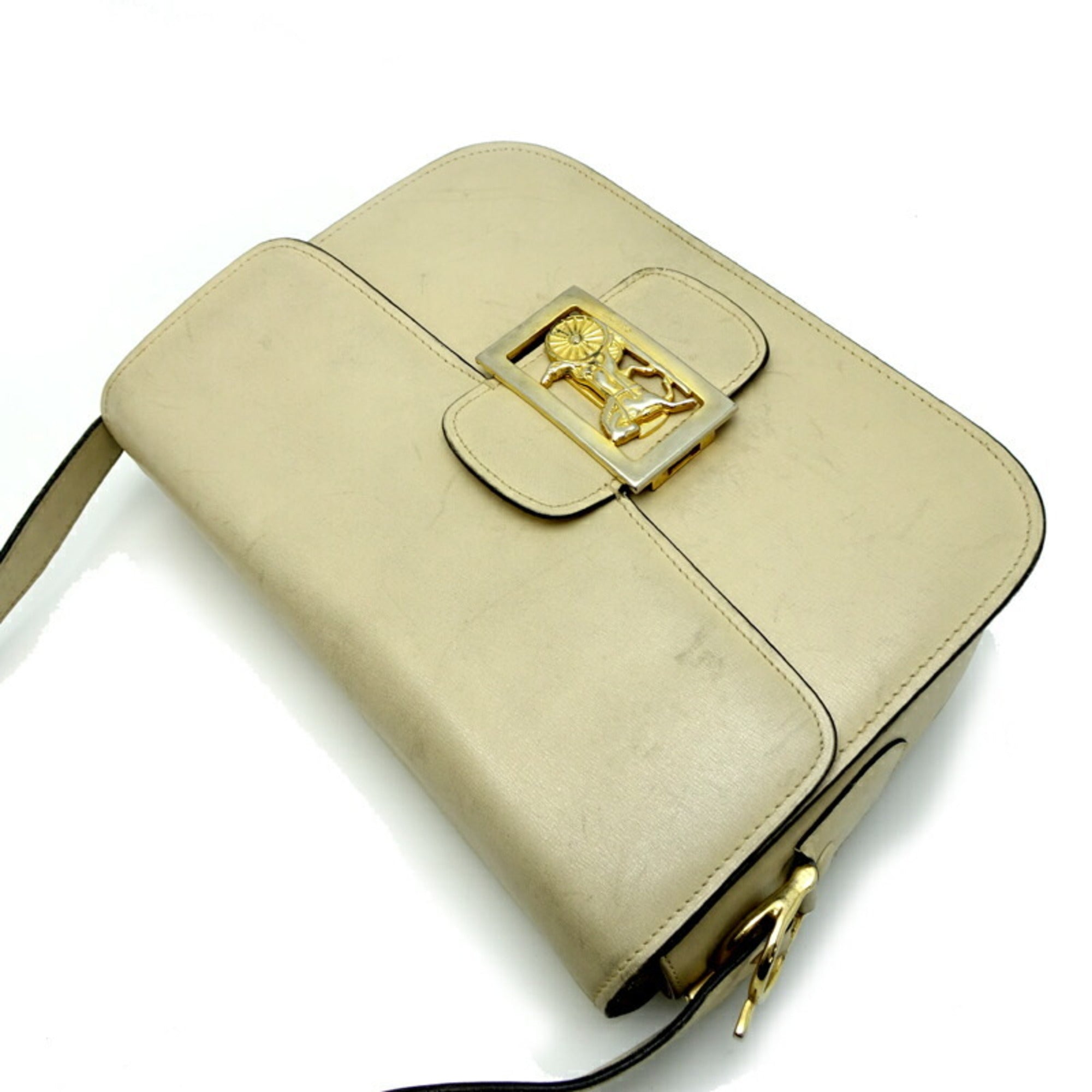 Celine Ivory Leather Shoulder Bag