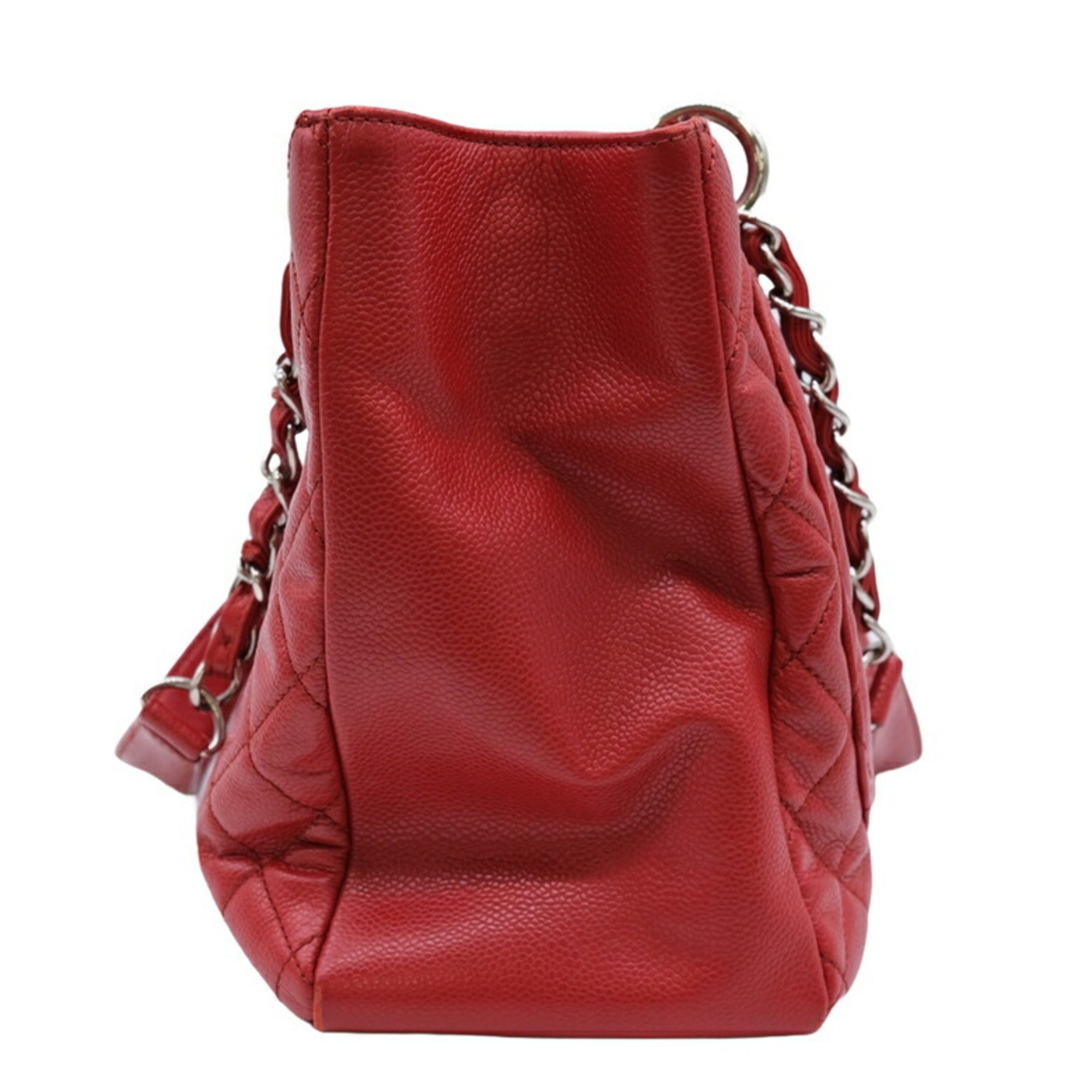 Chanel Red Color Caviar Leather Tote Bag