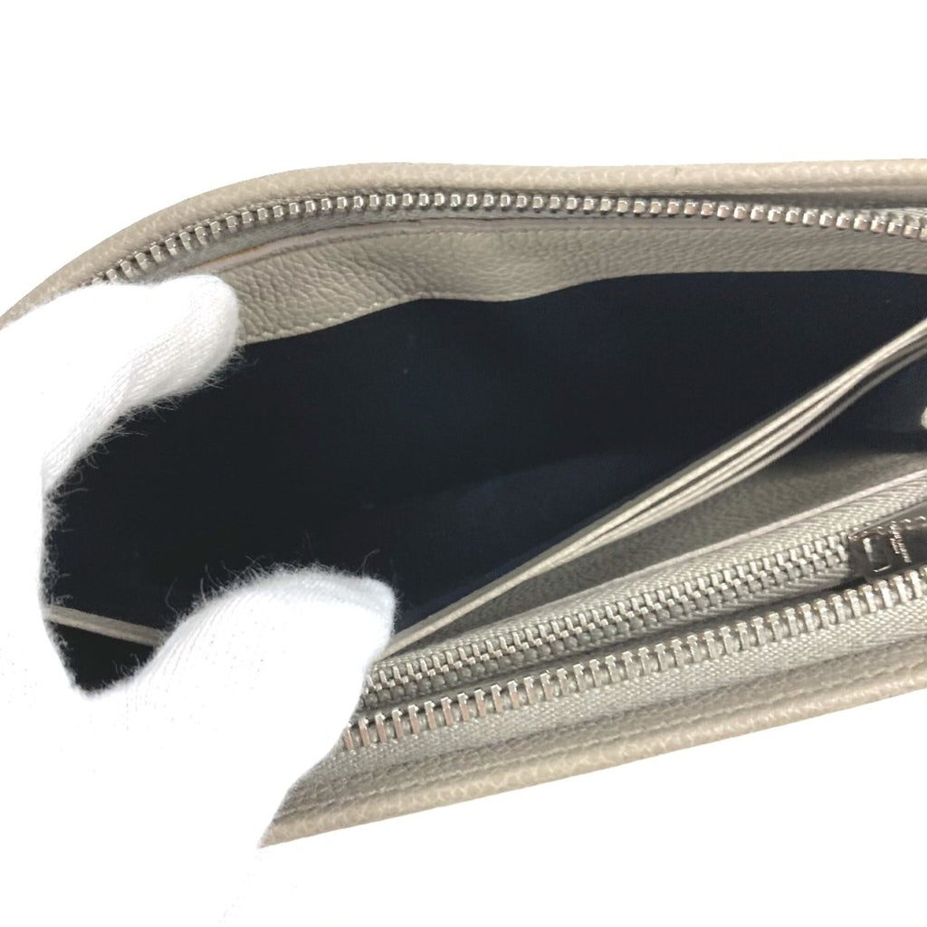 Saint Laurent Gray Leather Long Wallet (Bi-Fold) (Pre-Owned)
