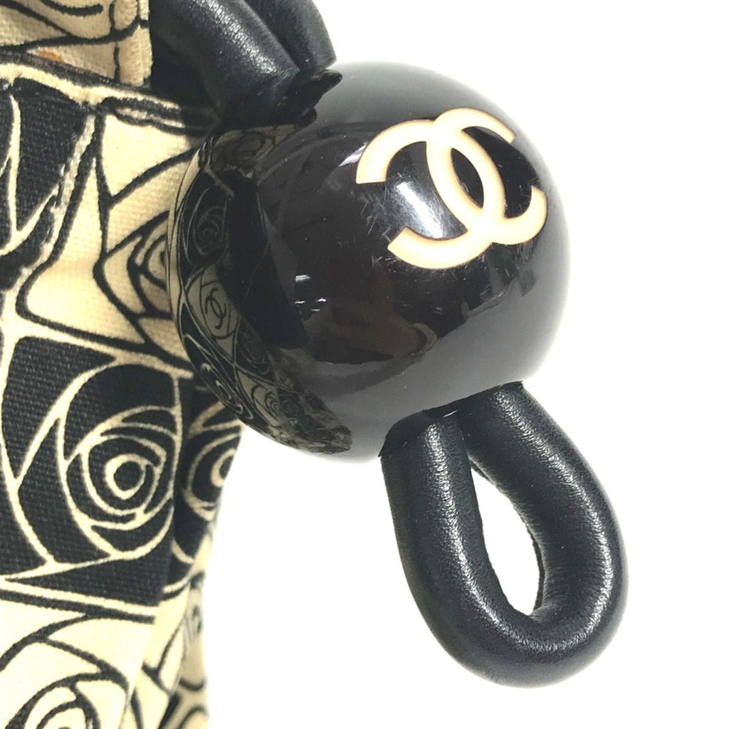 Chanel Camellia Black White Canvas Shoulder Bag Tote Bag