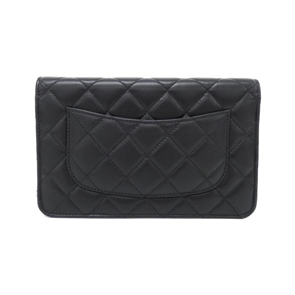 Chanel Black Bordeaux Leather Chain/Shoulder Wallet