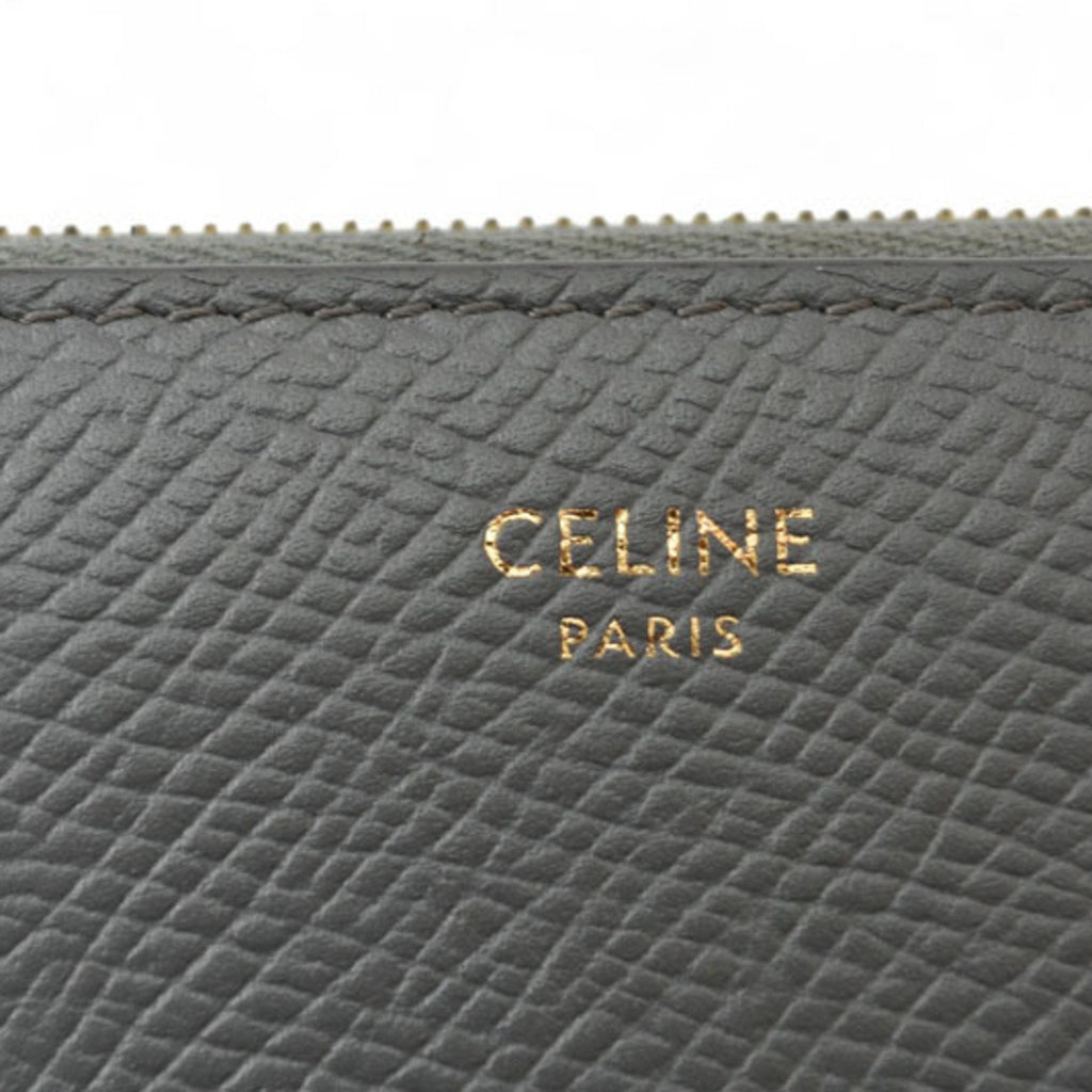 Celine Gray Leather Long Wallet (Bi-Fold)