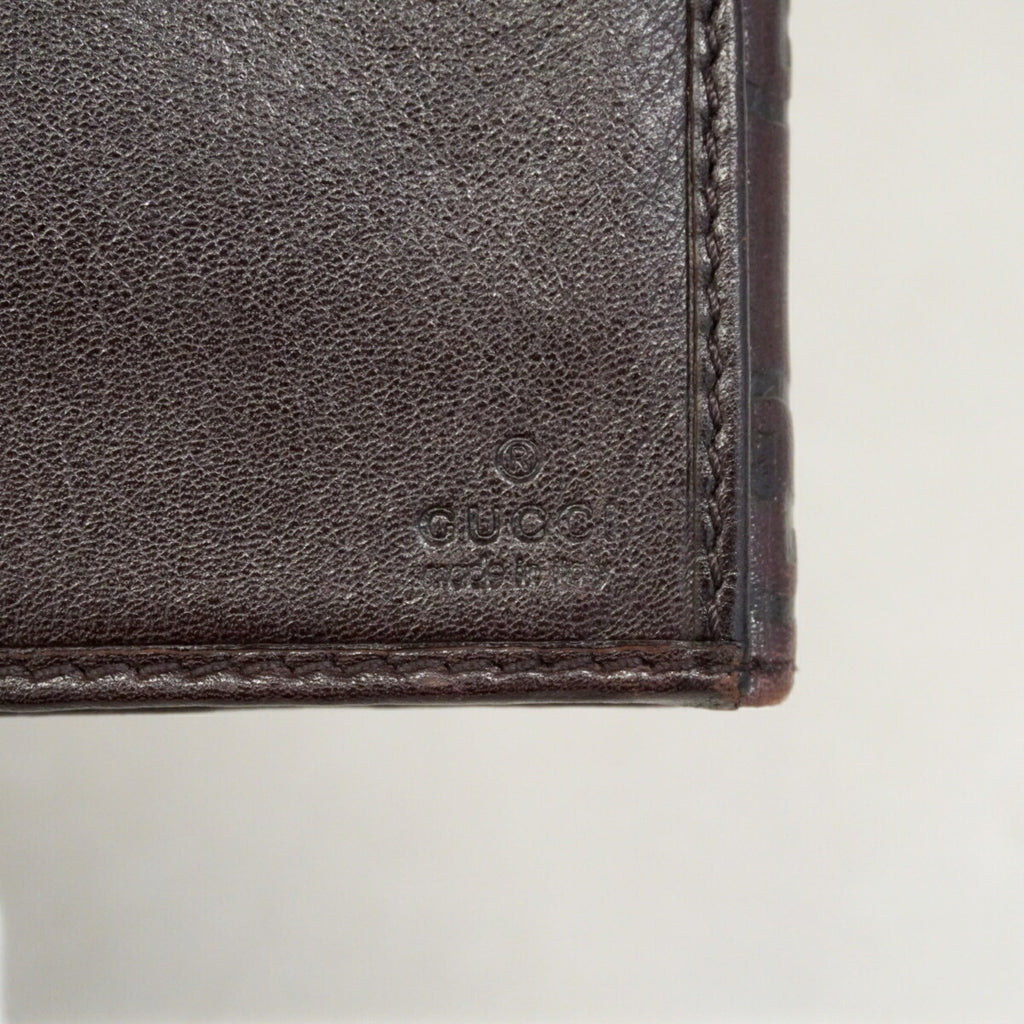 Gucci Brown Leather Long Wallet (Bi-Fold) (Pre-Owned)