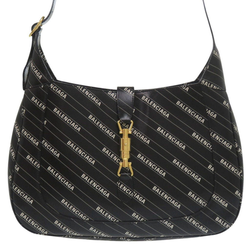 Gucci Black White Leather Shoulder Bag (Pre-Owned)