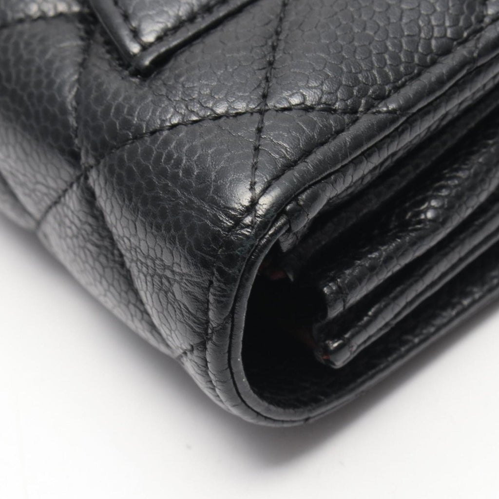 Chanel Black Grained Calfskin Long Wallet (Bi-Fold)