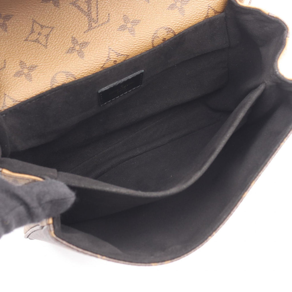 Louis Vuitton Black Brown Coated Canvas Monogram Reverse Pvc Leather Handbag Pochette
