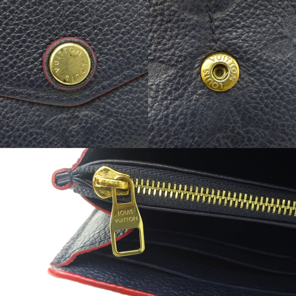 Louis Vuitton Marine Rouge Navy Red Color Monogram Empreinte Long Wallet
