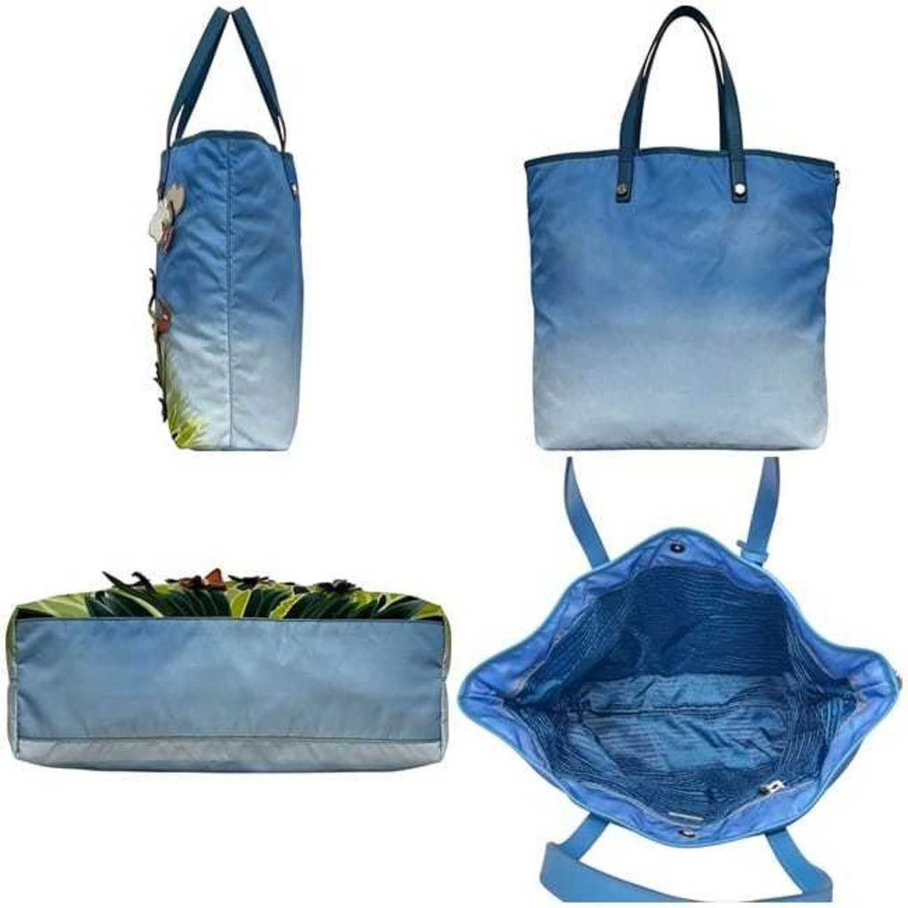 Prada Blue Light Blue Nylon Saffiano Triangle Tote Bag
