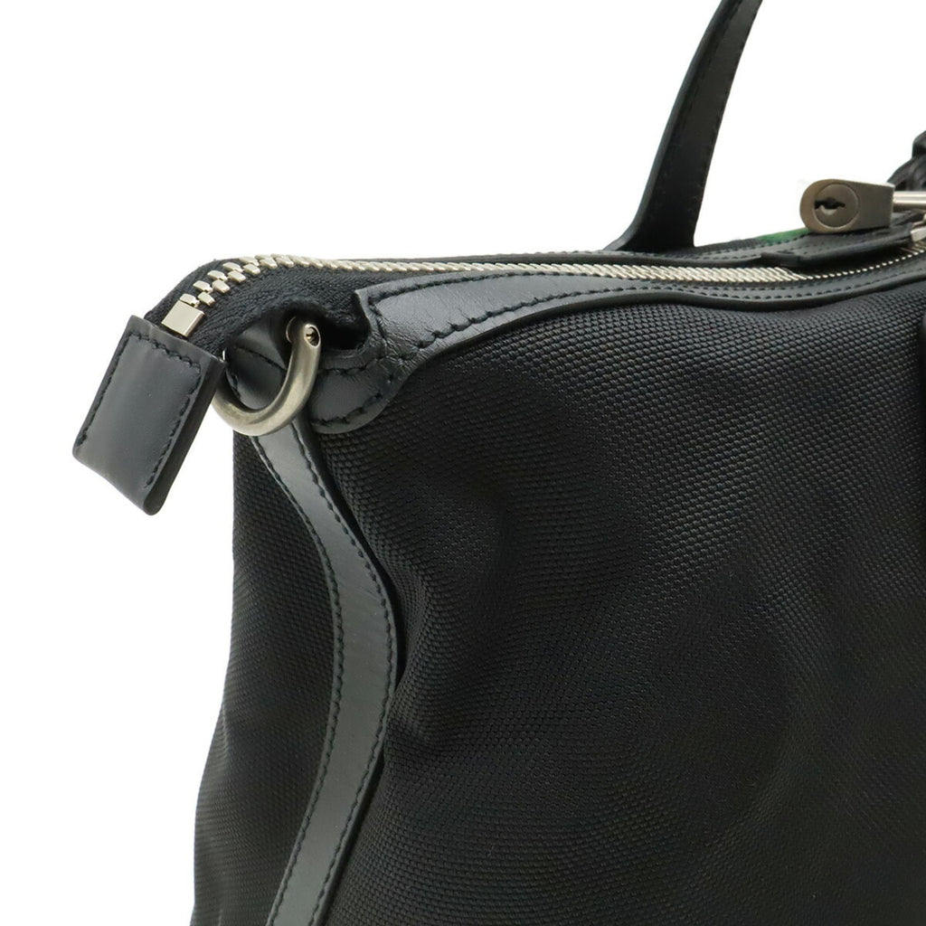 Gucci Black Green Red Color Nylon Canvas Leather Shoulder Bag Tote Bag (Pre-Owned)