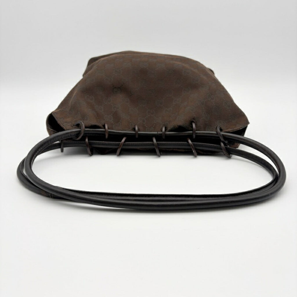 Gucci Gg Canvas Brown Gg Canvas Leather Shoulder Bag (Pre-Owned)