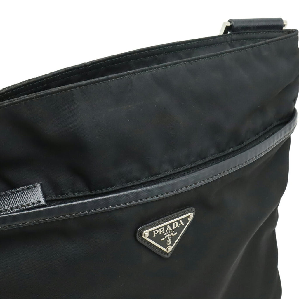 Prada Black Nero Nylon Leather Shoulder Bag