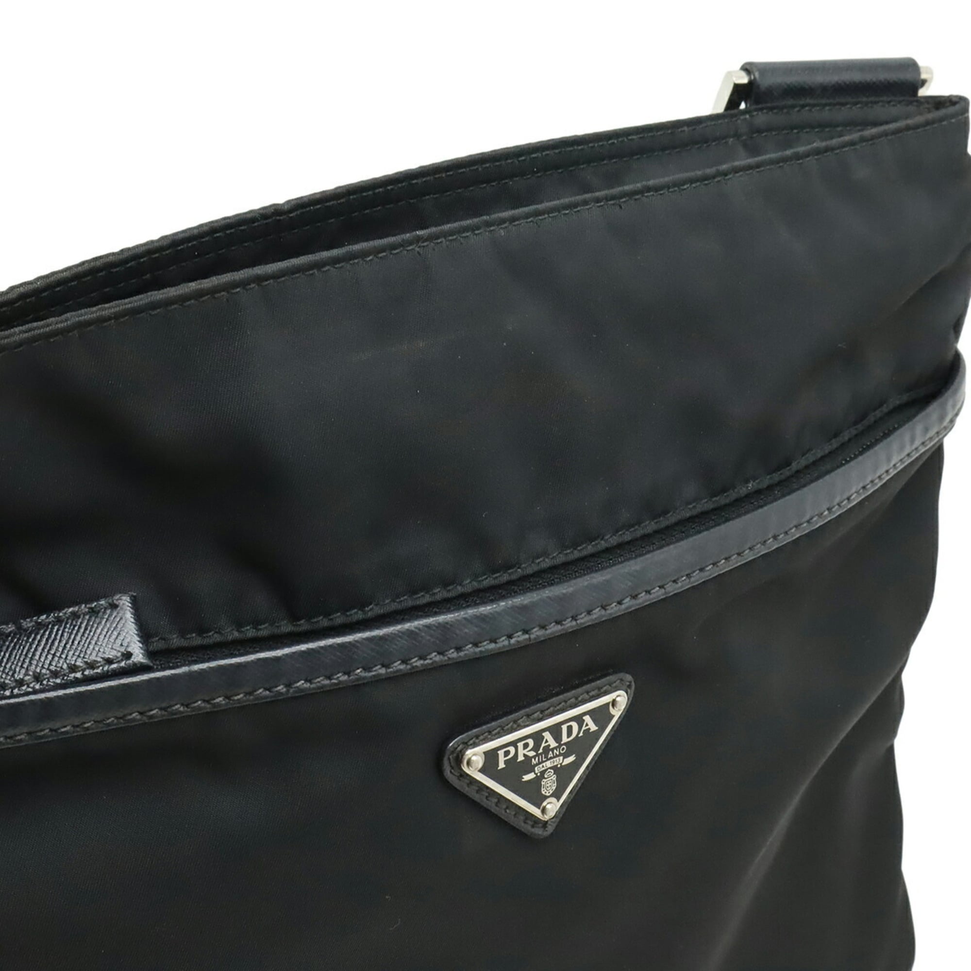 Prada Black Nero Nylon Leather Shoulder Bag