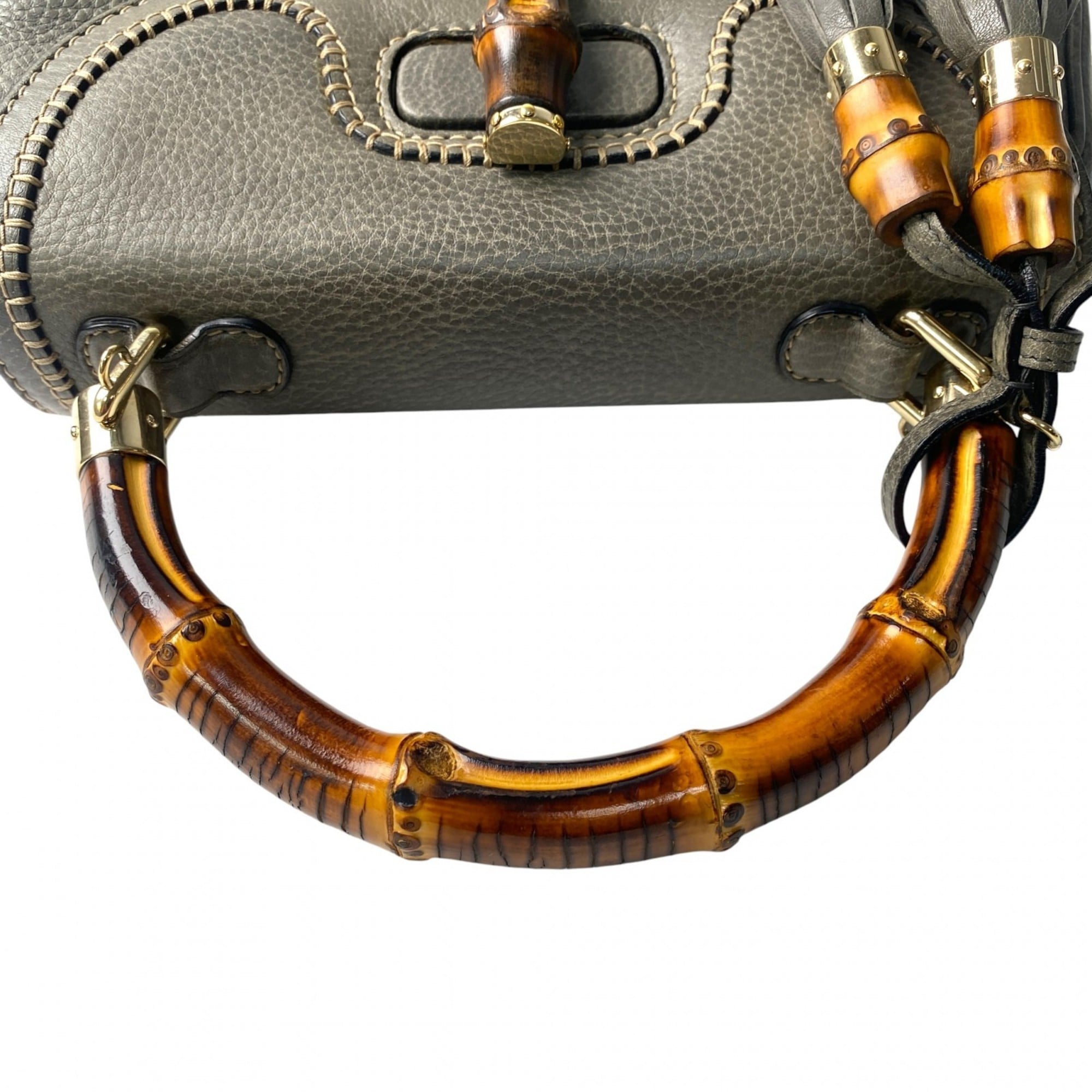 Gucci Brown Gray Leather Handbag Shoulder Bag (Pre-Owned)