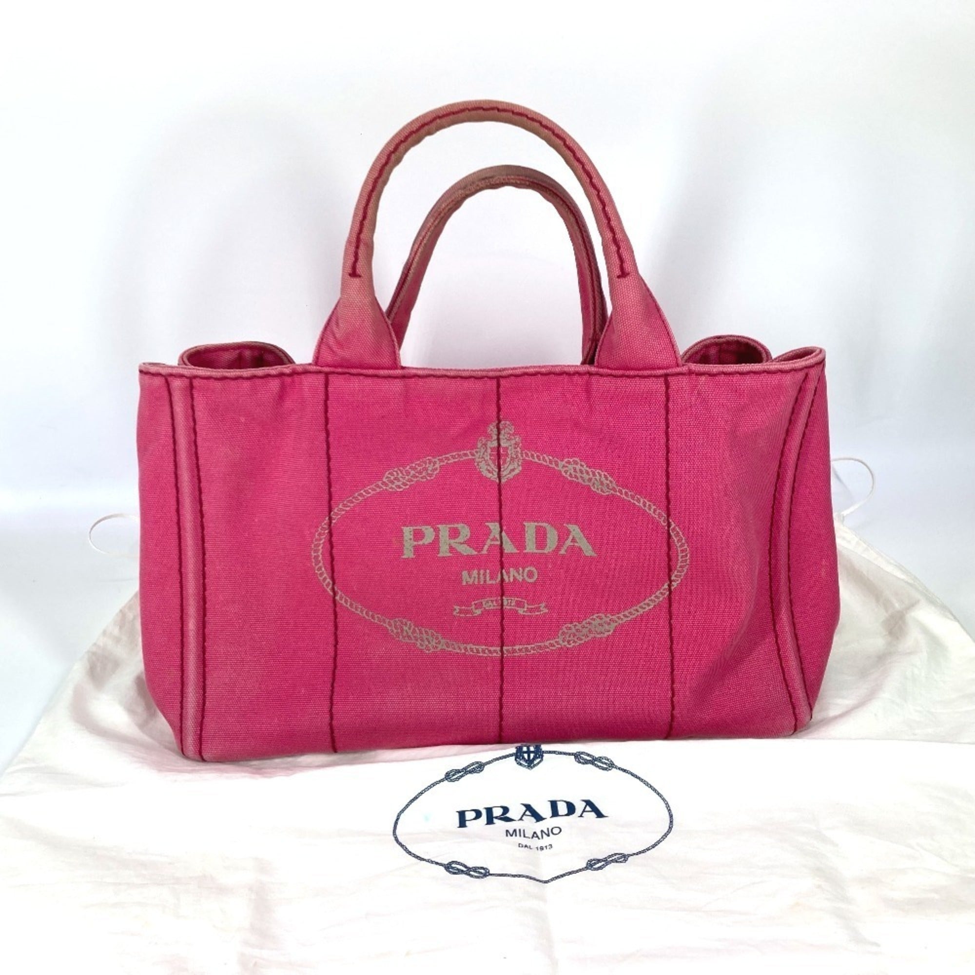 Prada Pink Canvas Handbag Tote Bag