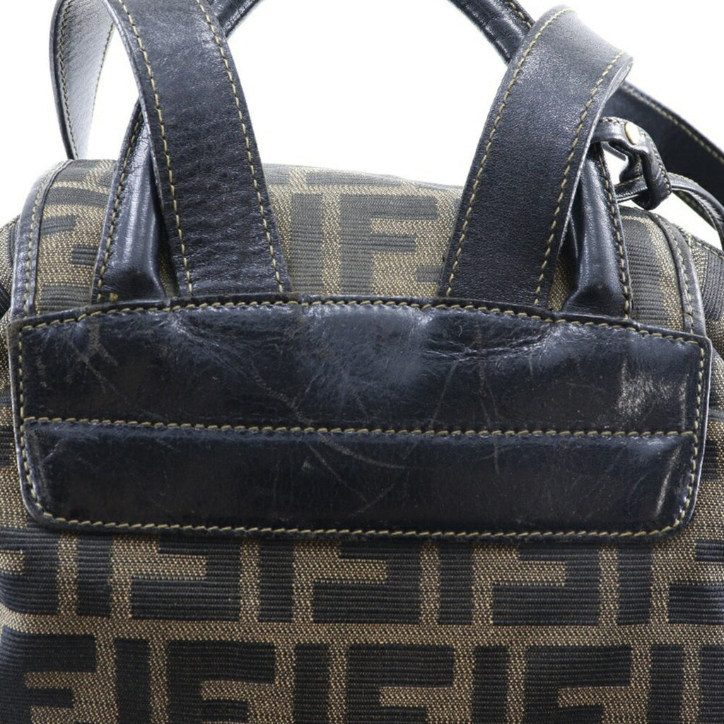 Fendi Brown Canvas Leather Backpack